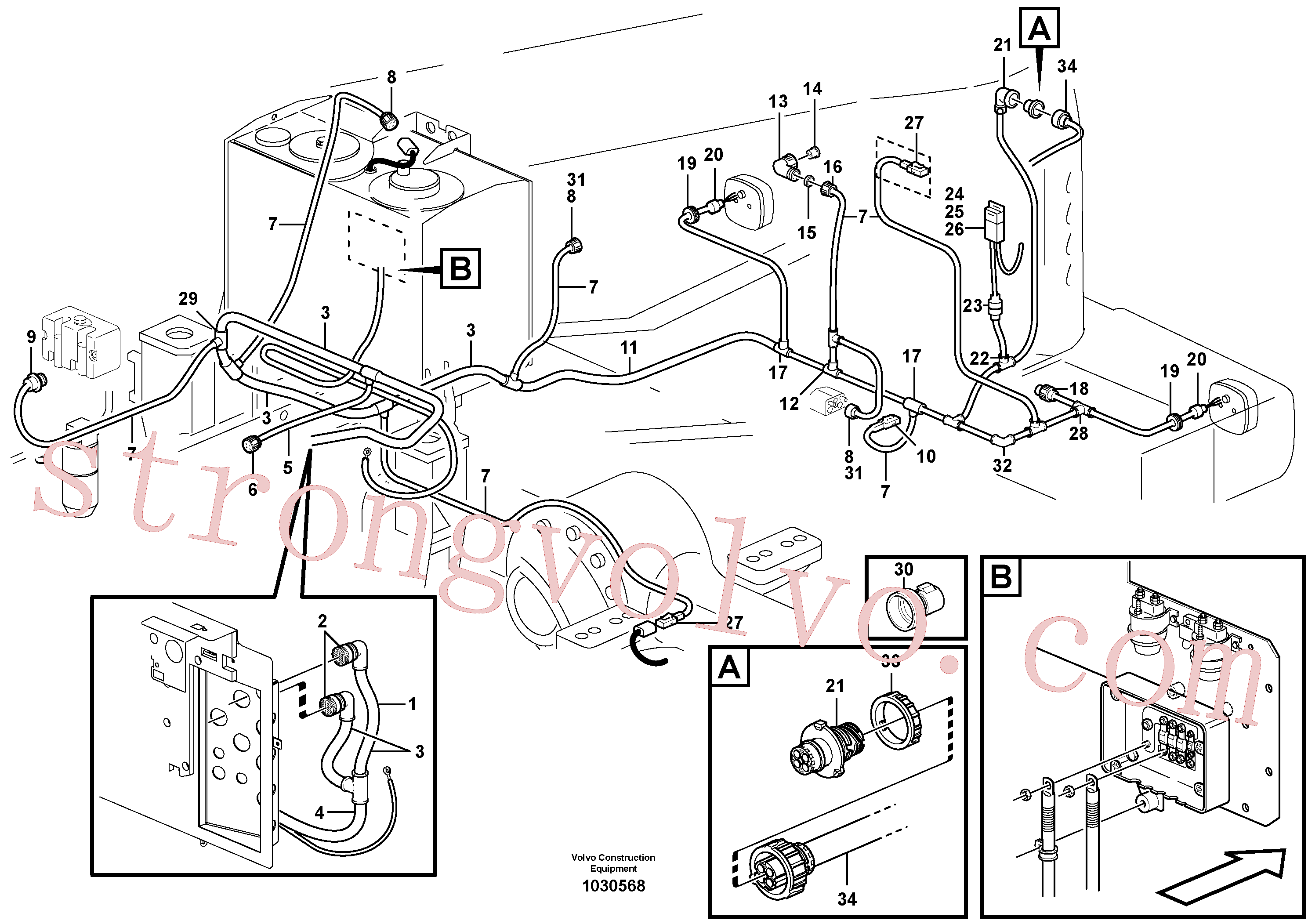 VOE4803748 Volvo Cablagem, traseira(1030568 Montagem)