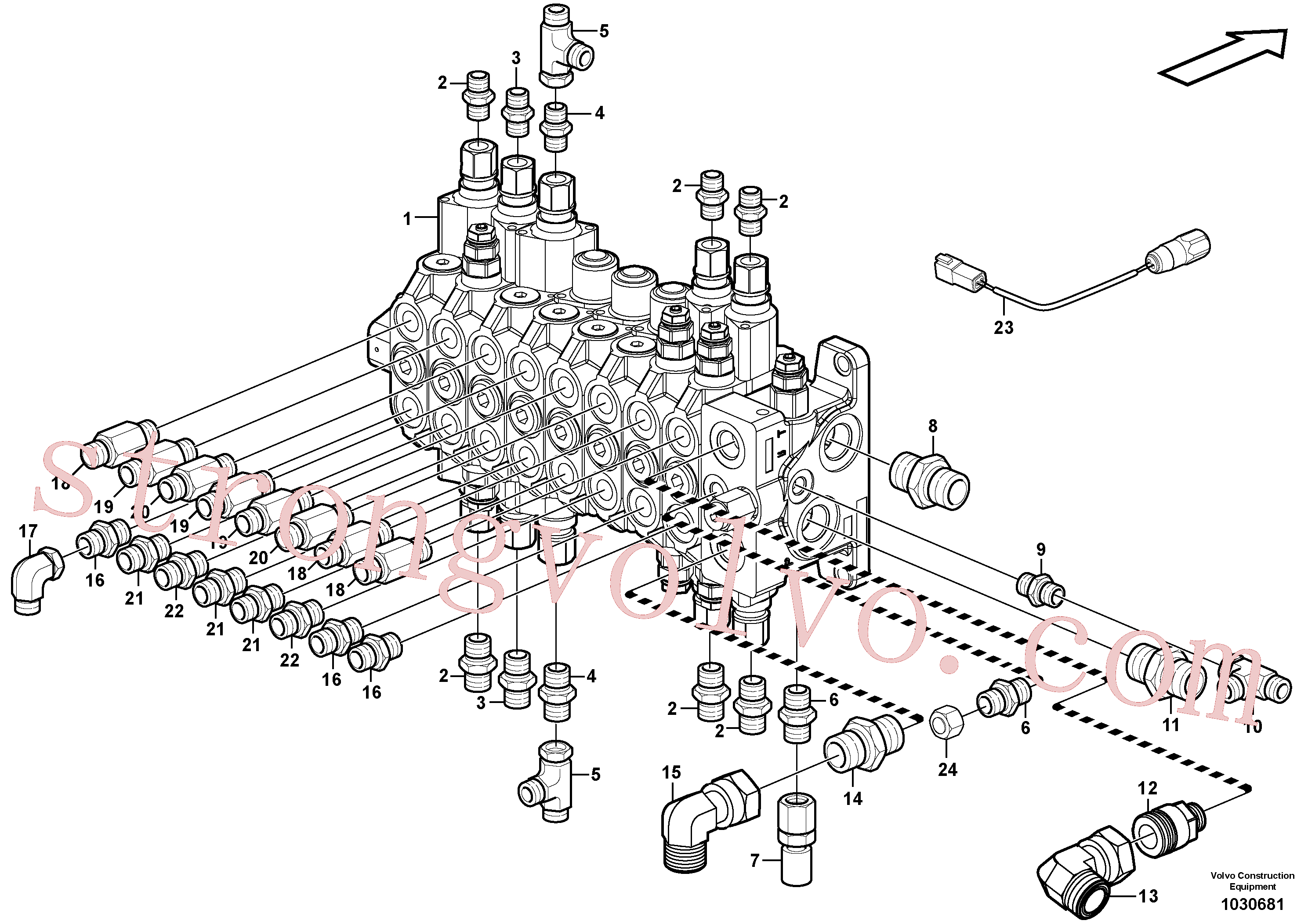 PJ4755034 Volvo Válvula de comando com acessórios.(1030681 Montagem)