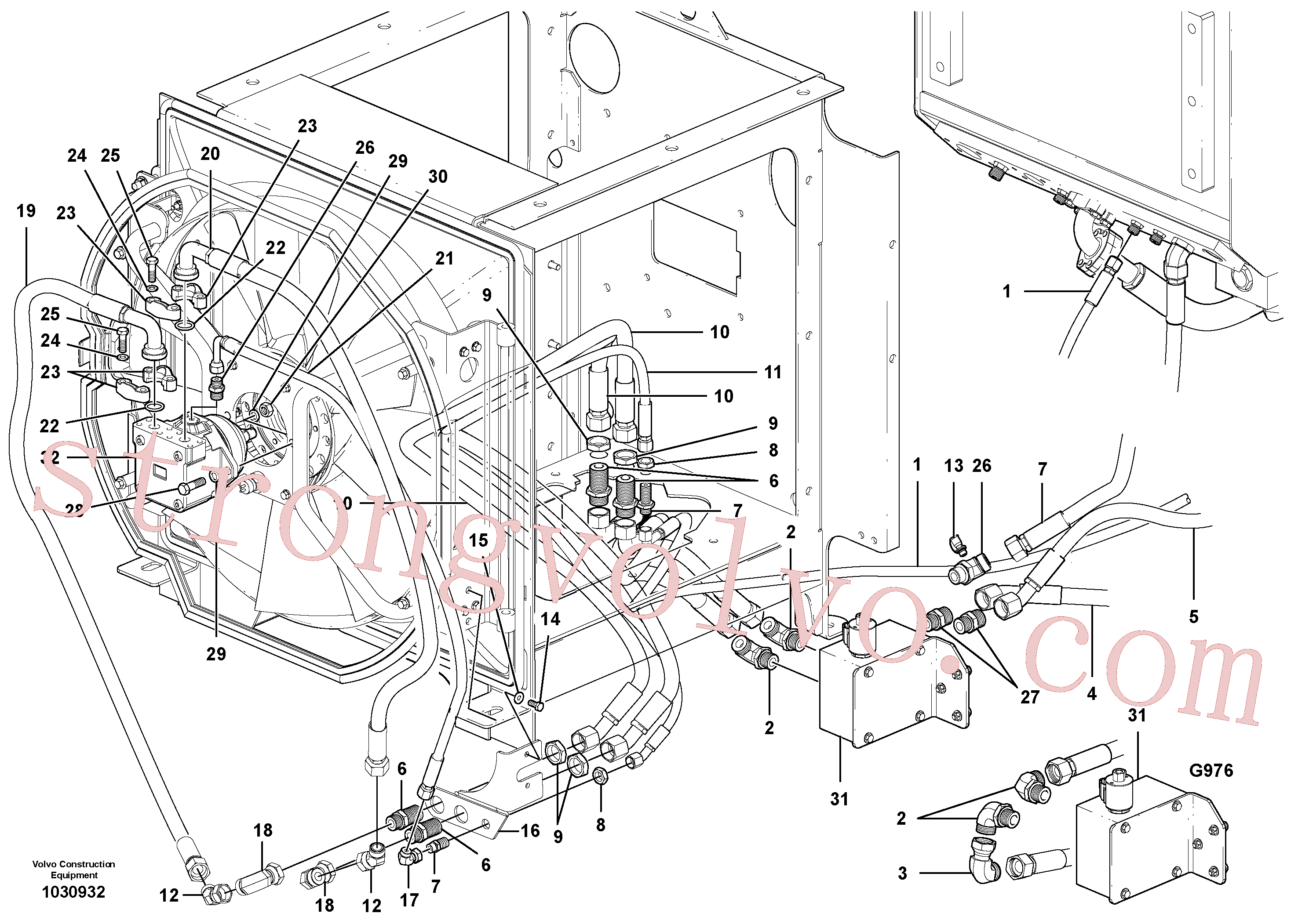 CH350AA-10035ZI Volvo Circuito hidráulico do ventilador - traseiro - tracção integral (awd)(1030932 Montagem)