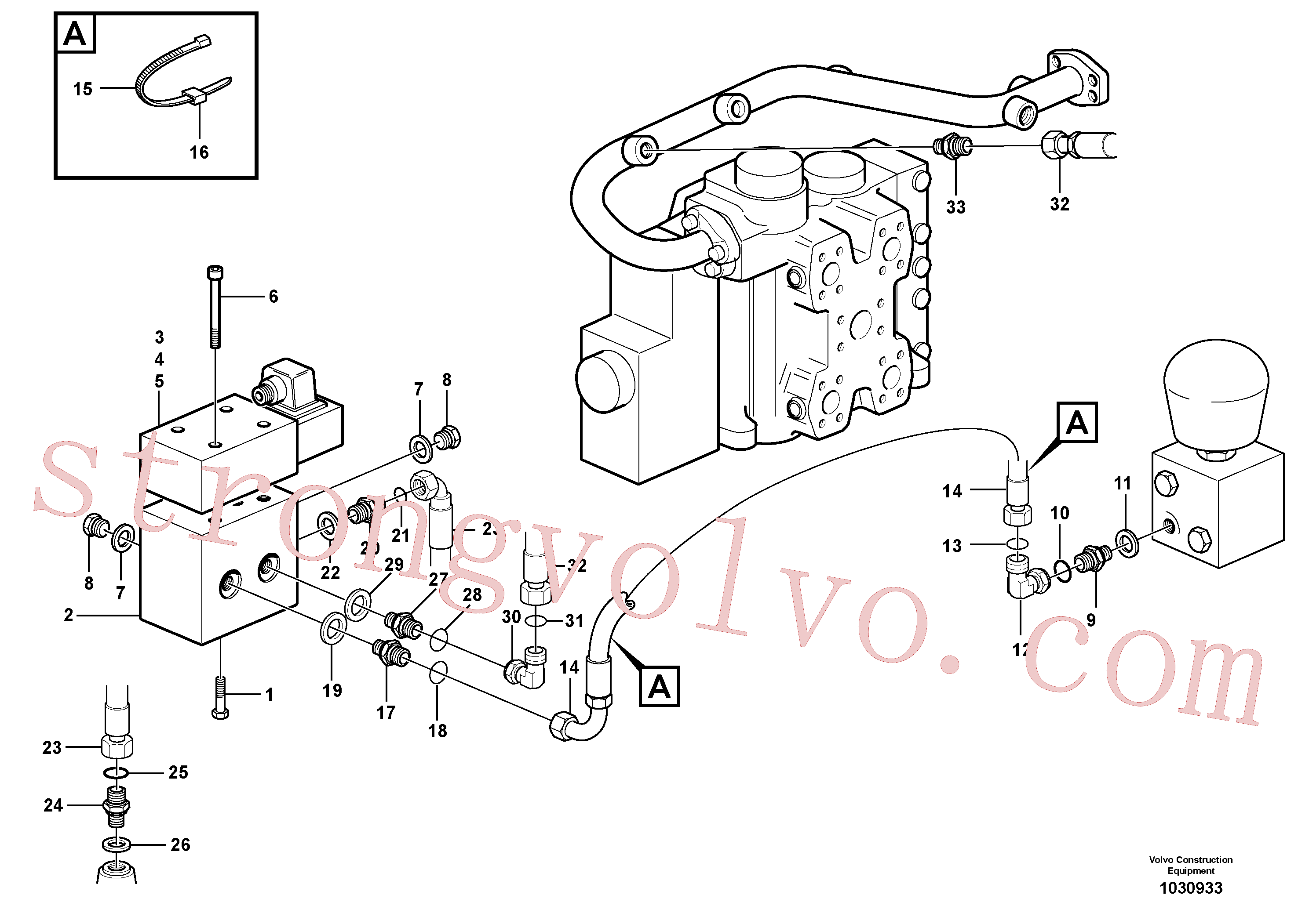 VOE936693 Volvo Bloqueio do diferencial, linha hidráulica(1030933 Montagem)