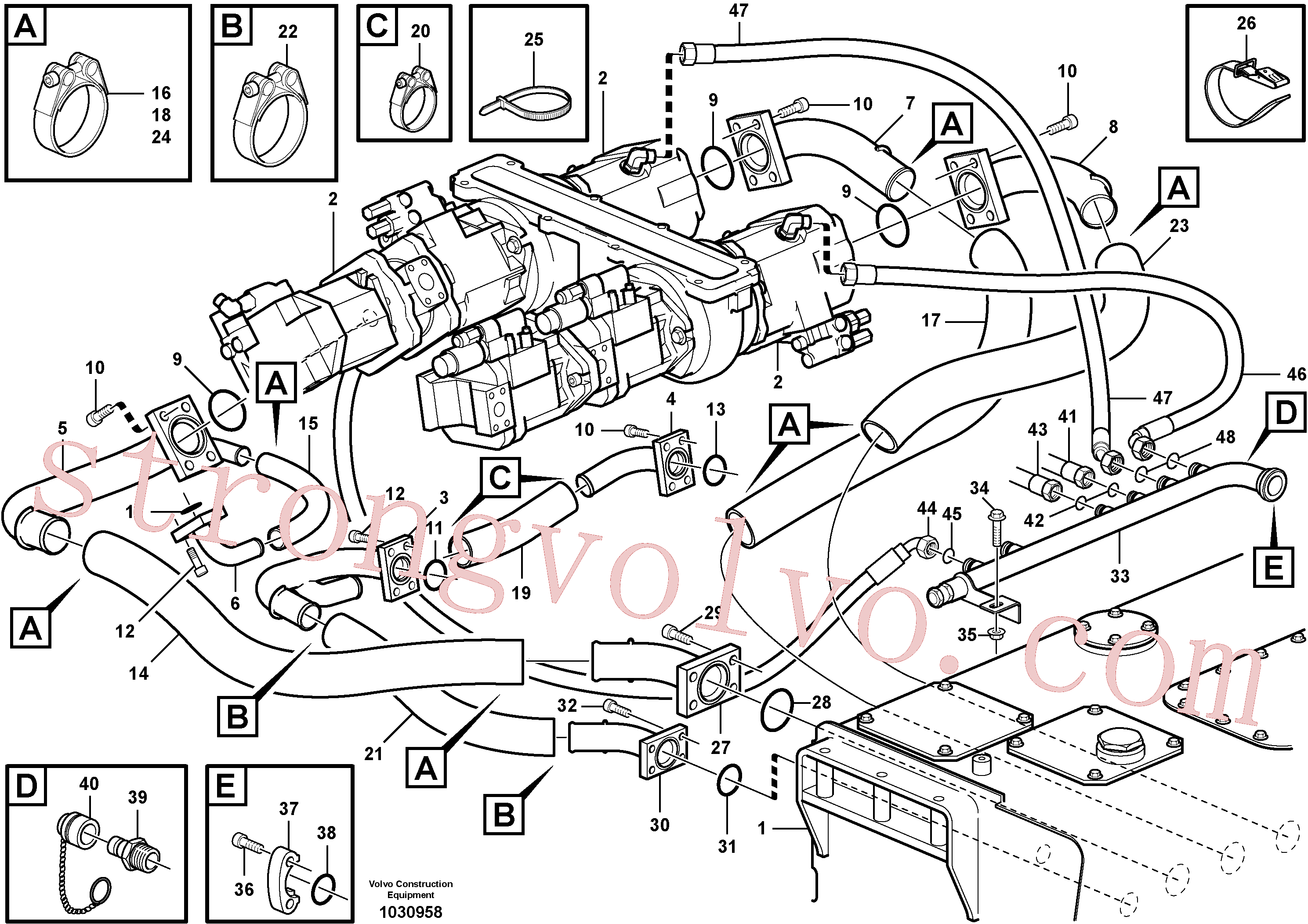 VOE937874 Volvo Sistema hidráulico, unidade do motor(1030958 Montagem)