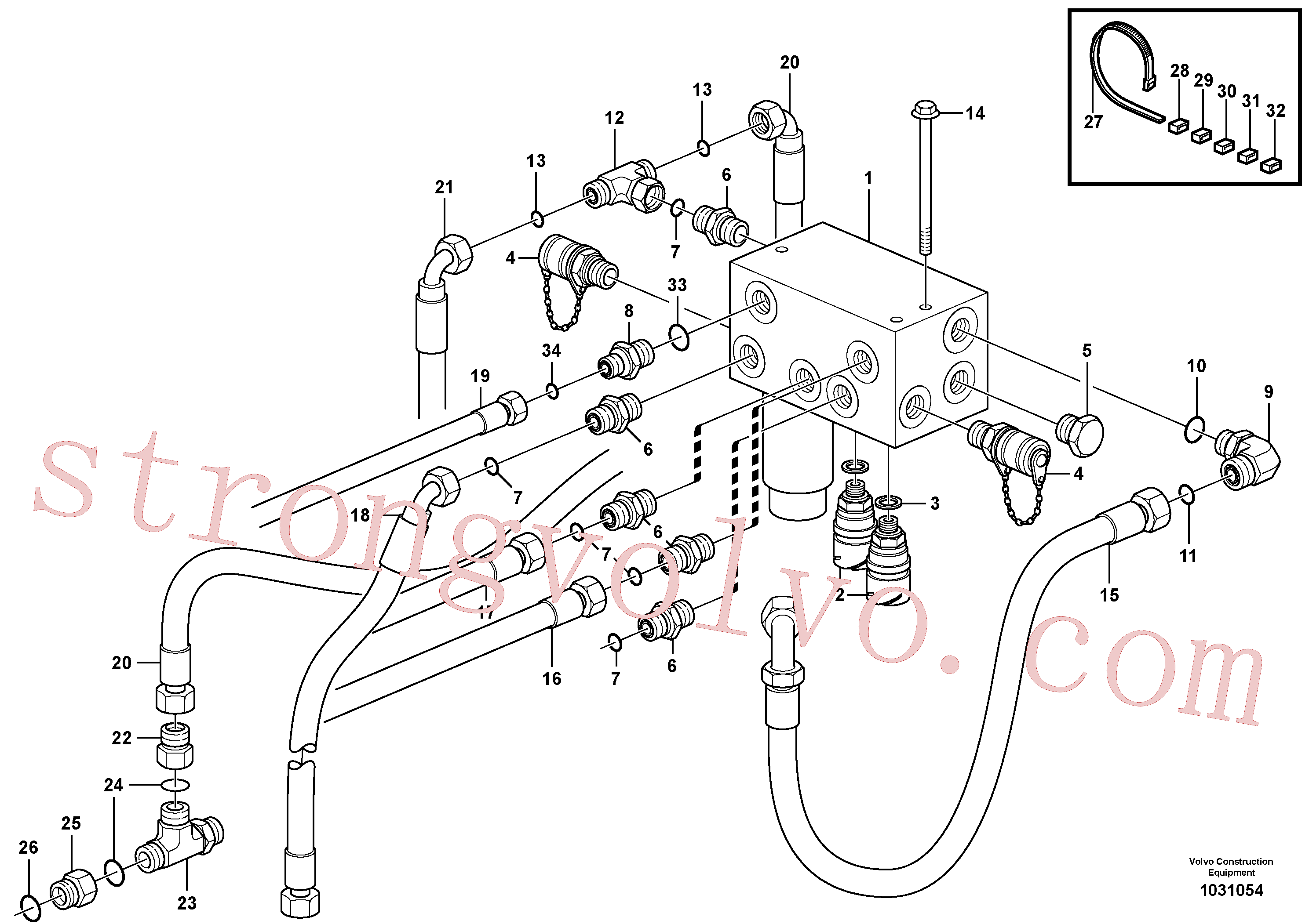VOE937190 Volvo Sistema de travagem hidráulico, unidade do motor, corpo da válvula(1031054 Montagem)