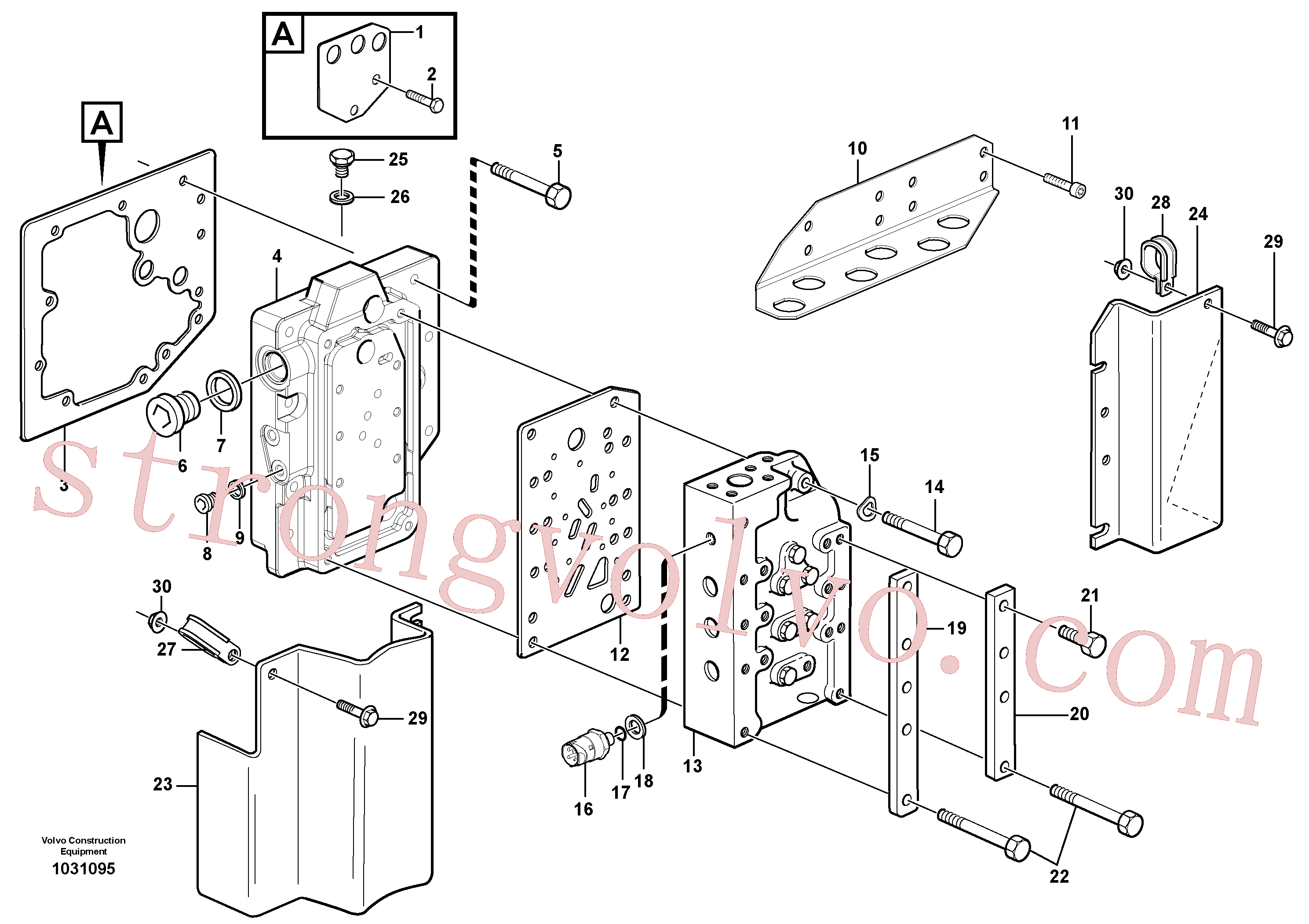 VOE955304 Volvo Válvula do selector de gama com acessórios(1031095 Montagem)