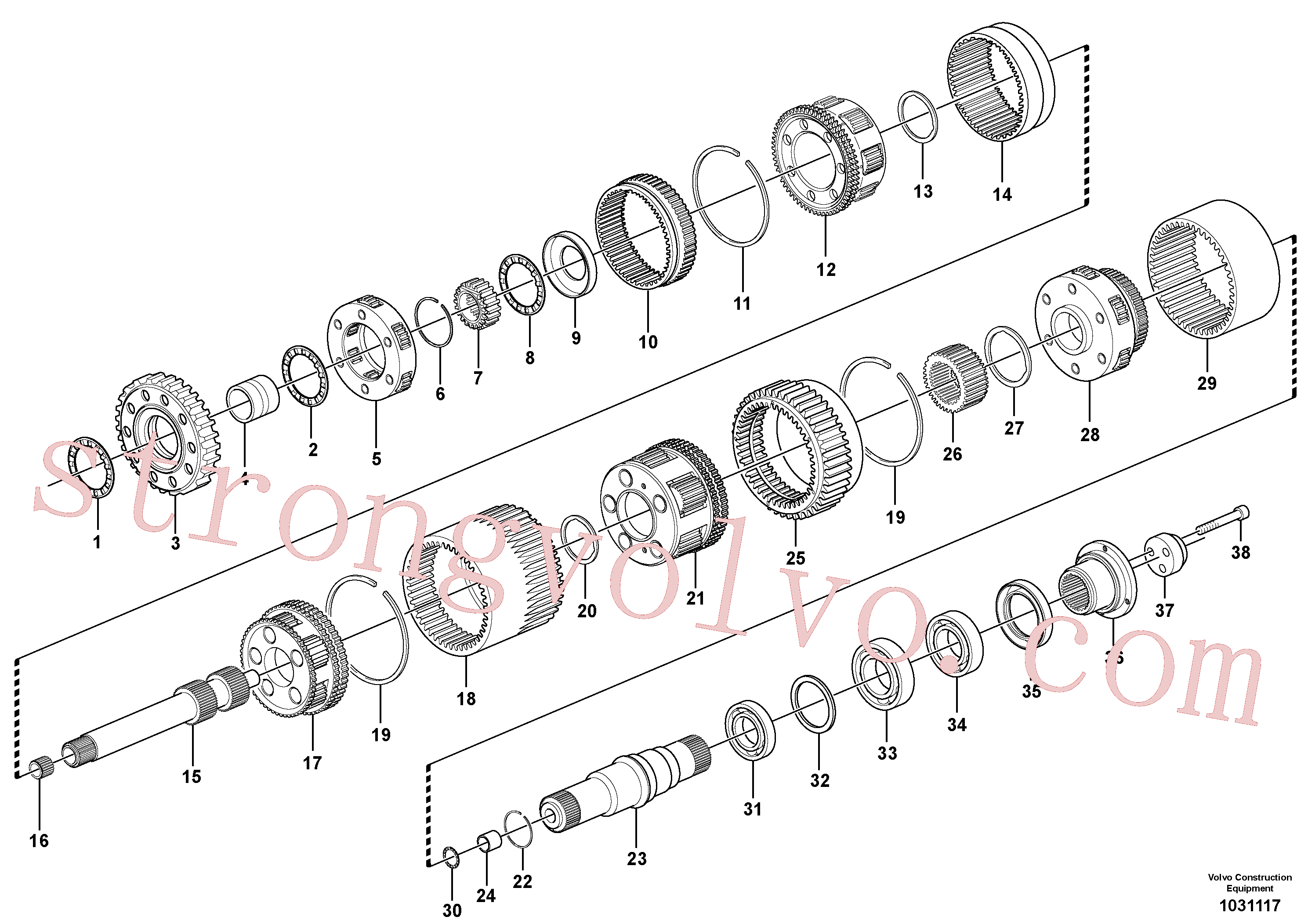 VOE17235351 Jogo engr planetária Volvo escavadeira