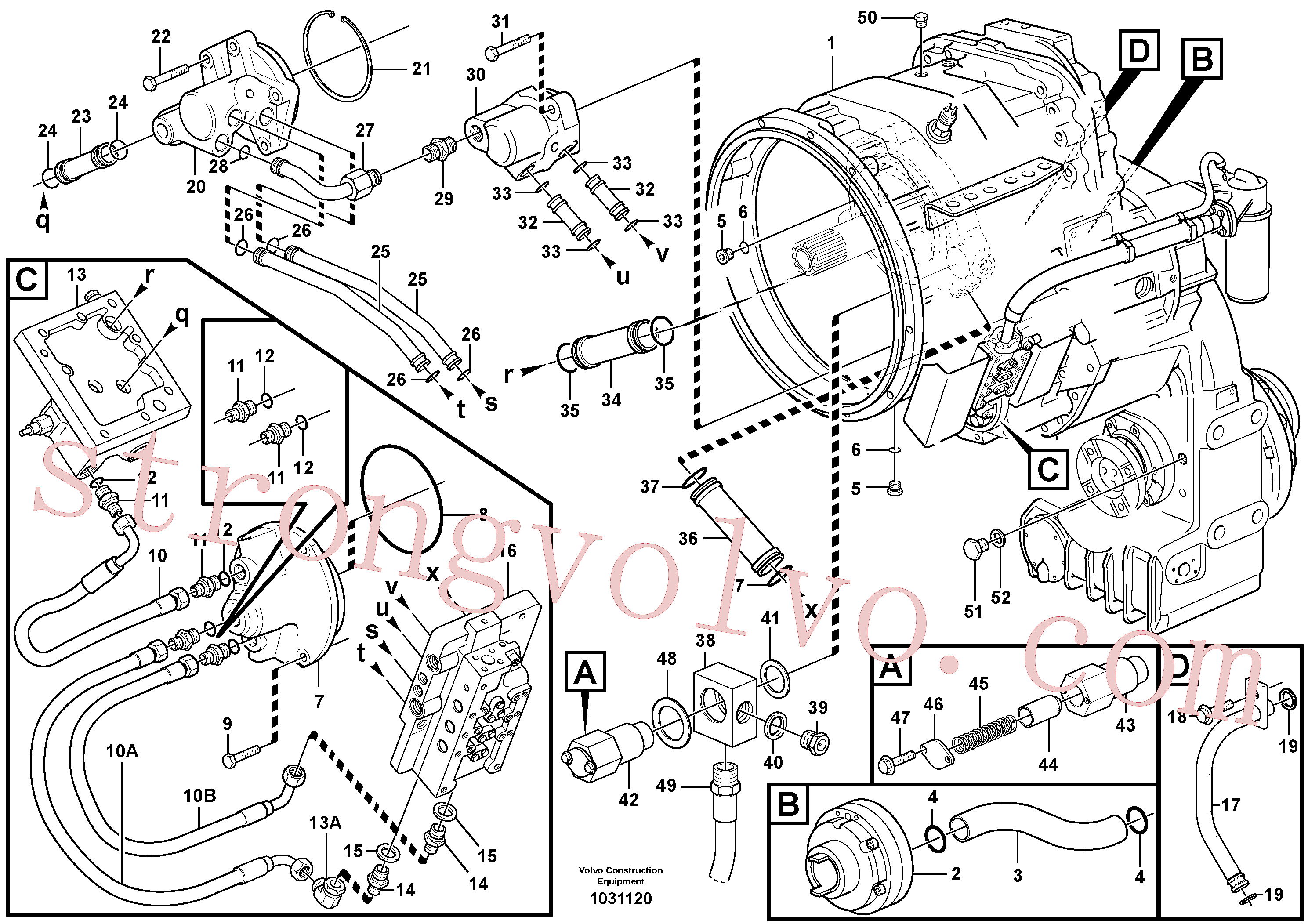 VOE4718062 Volvo Distribuidor de óleo e tubo(1031120 Montagem)