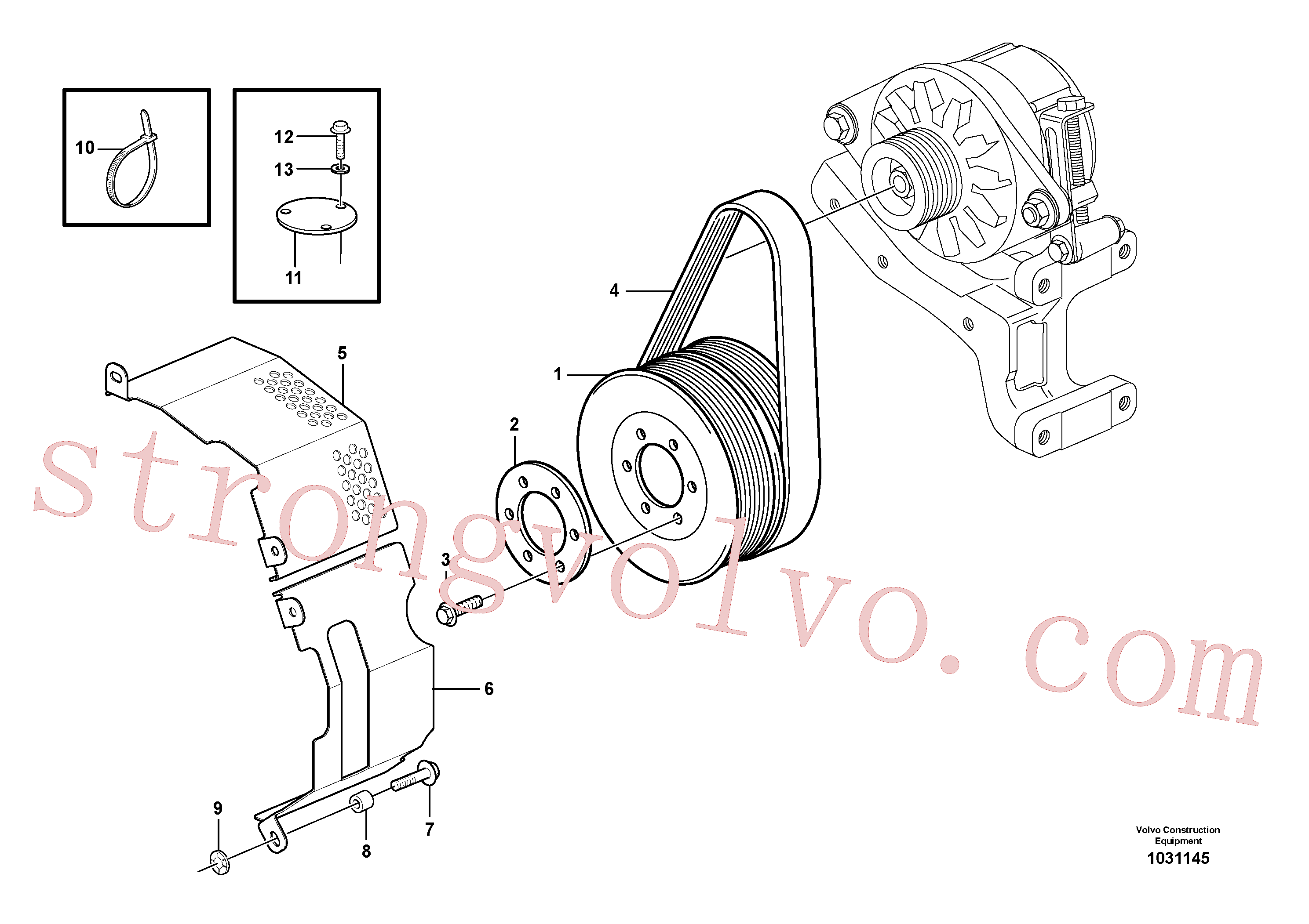 VOE13949873 Volvo Correia de accionamento e protector da correia(1031145 Montagem)