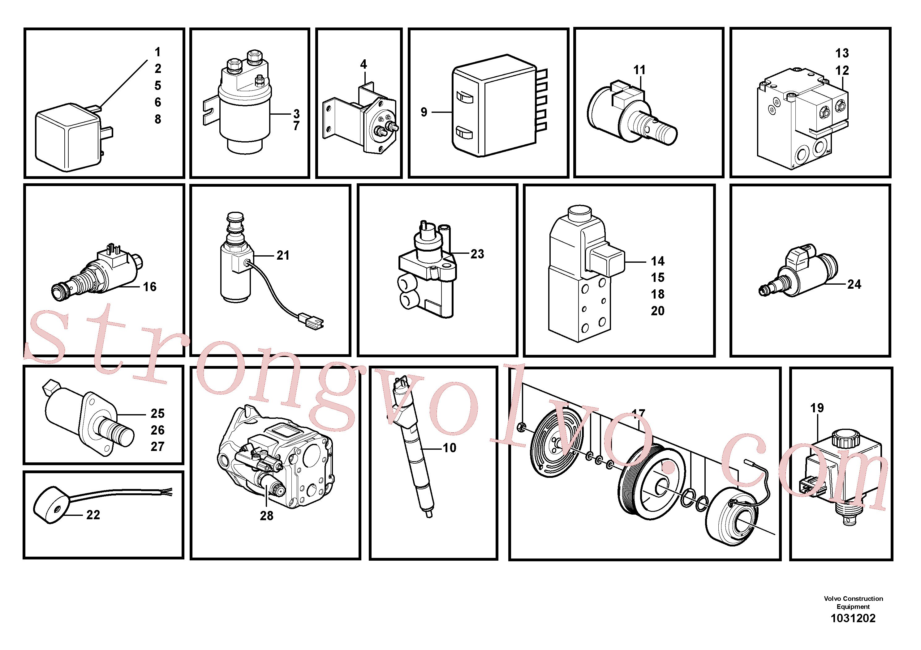 VOE11173166 Volvo Relés, sensores e válvulas solenóides, lista de referência(1031202 Montagem)