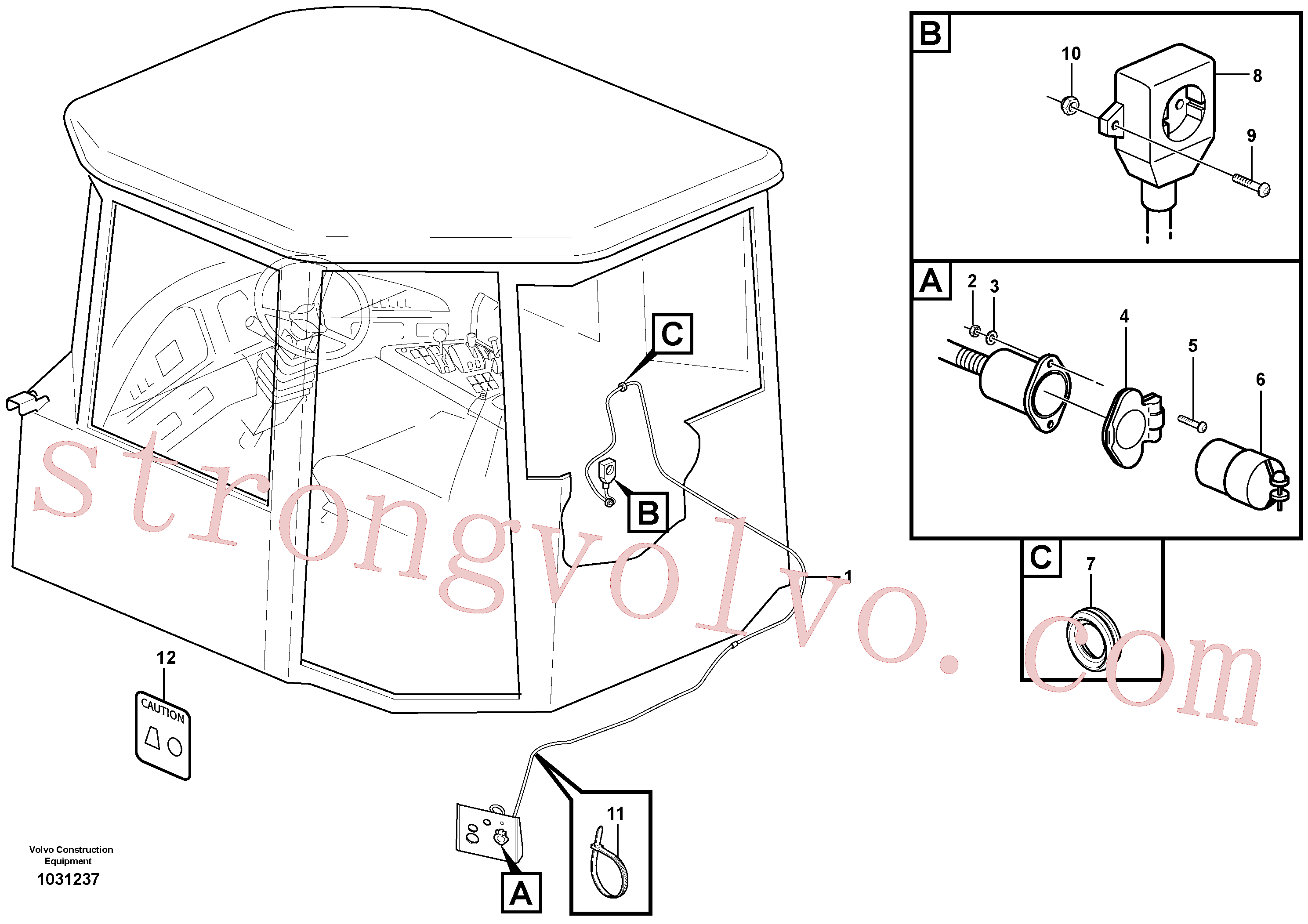 VOE13969516 Volvo Saída de aquecedor(1031237 Montagem)