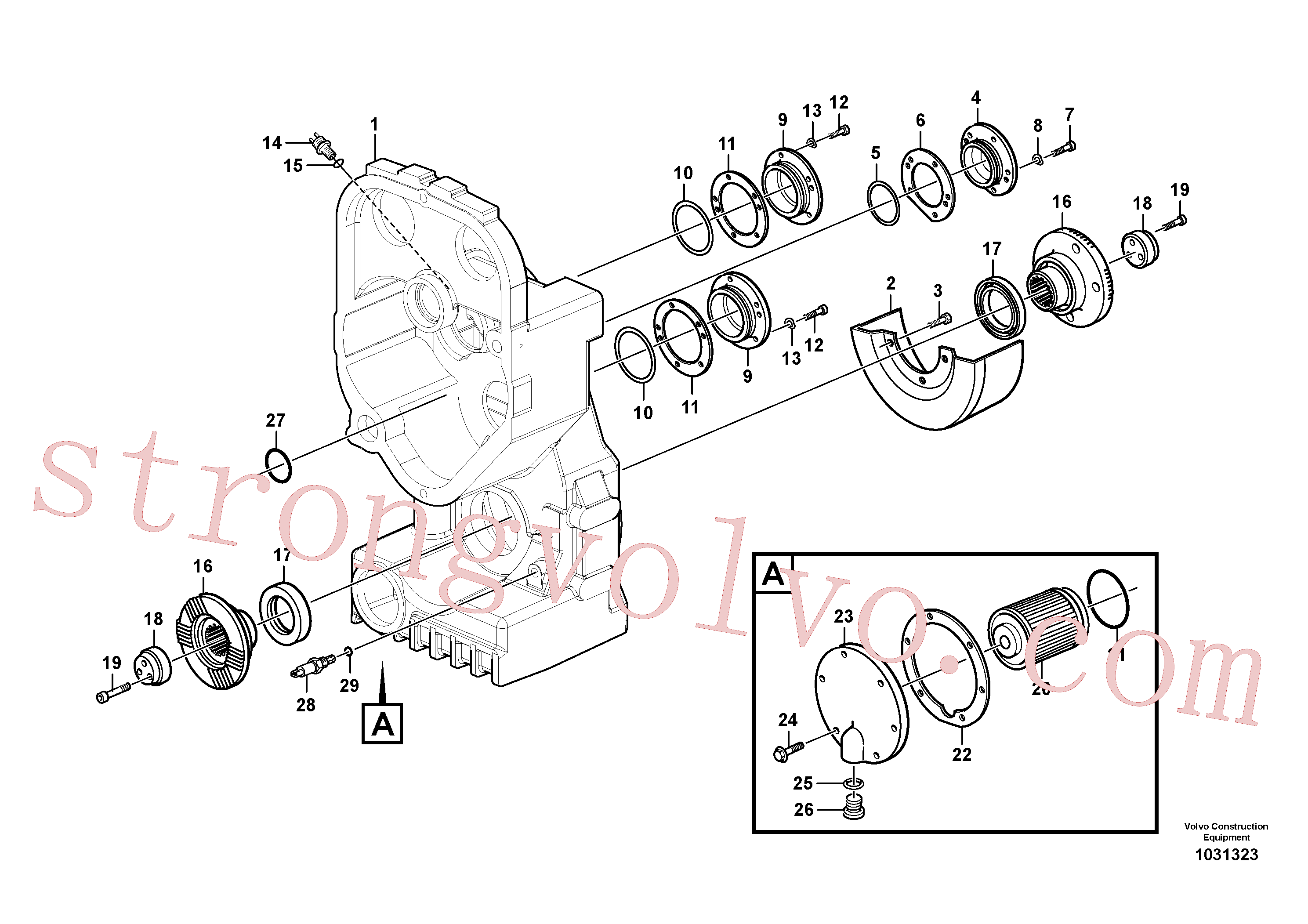 VOE11037588 Volvo Caixa de transferência, alojamento e coberturas(1031323 Montagem)