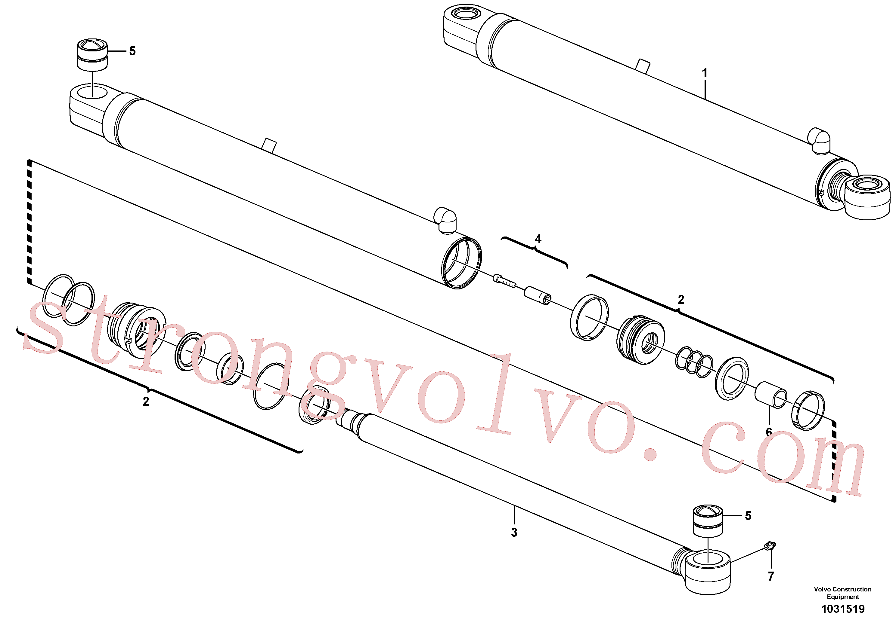 VOE15030505 Volvo Cilindro de desvio da lança(1031519 Montagem)
