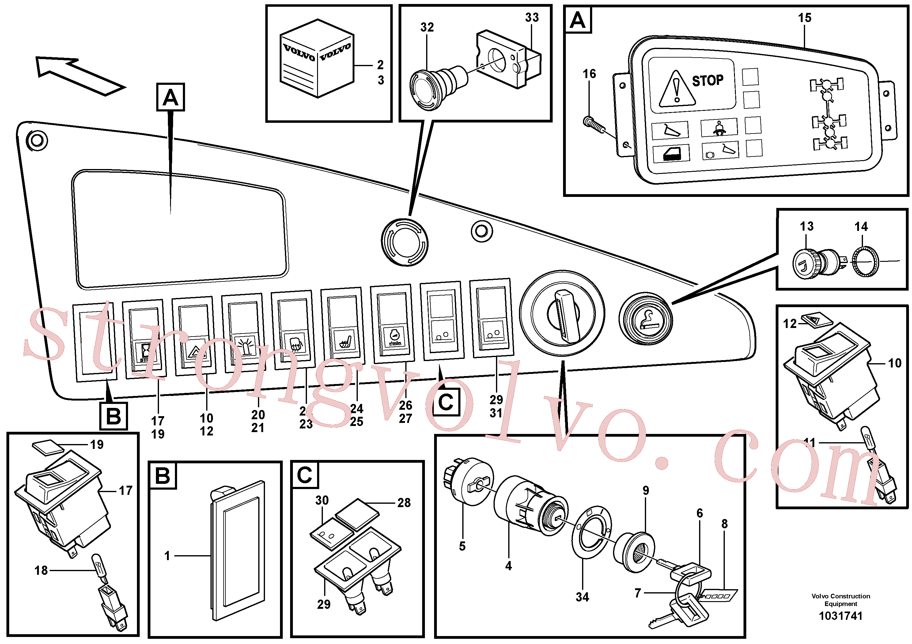 VOE4803465 Volvo Painel de instrumentos, direita(1031741 Montagem)