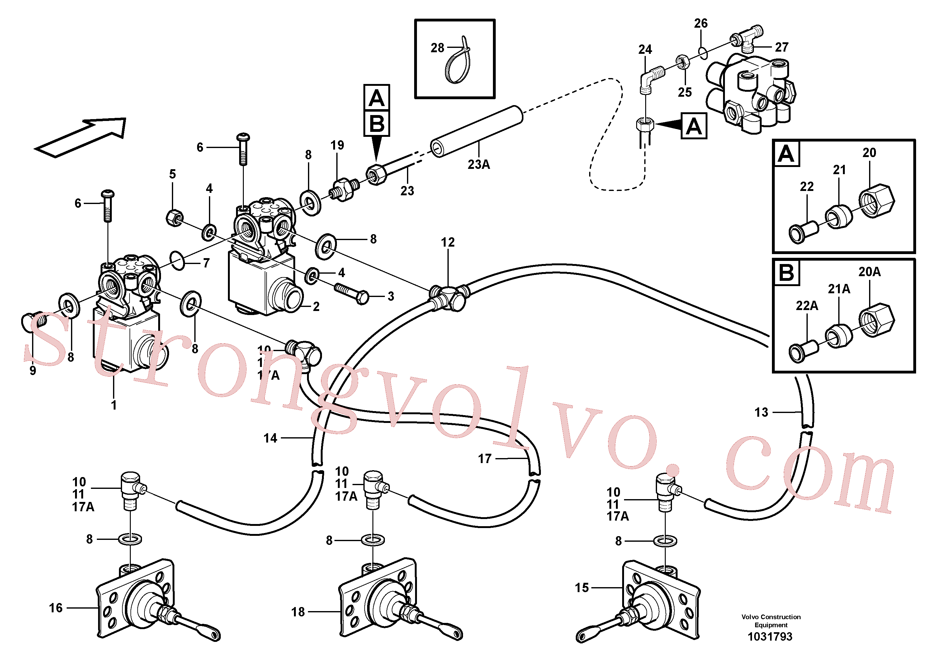 VOE1078316 Volvo Sistema pneumático, 6x6 e bloqueio do diferencial, unidade de carga(1031793 Montagem)