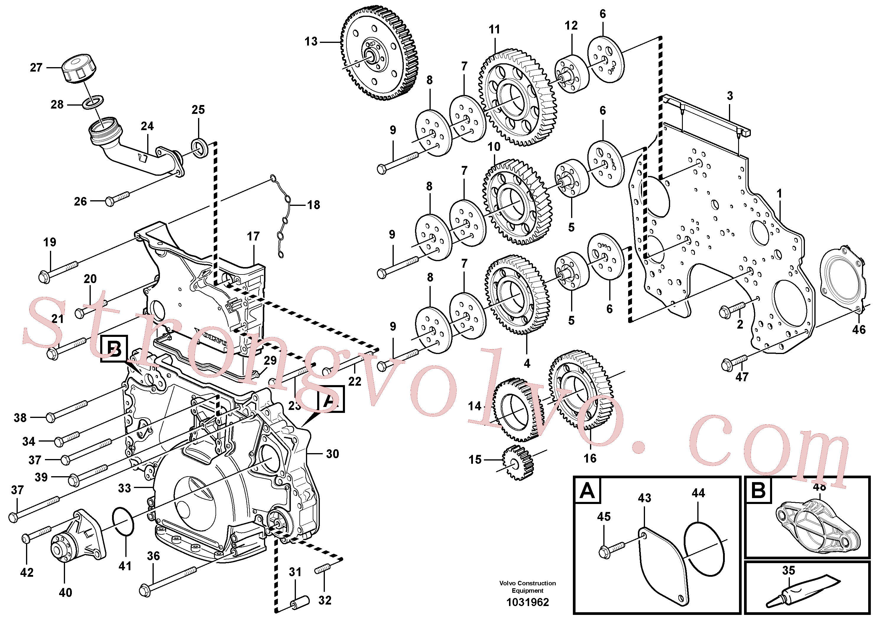VOE1547940 Volvo Carretos e caixa da engrenagem de distribuição(1031962 Montagem)