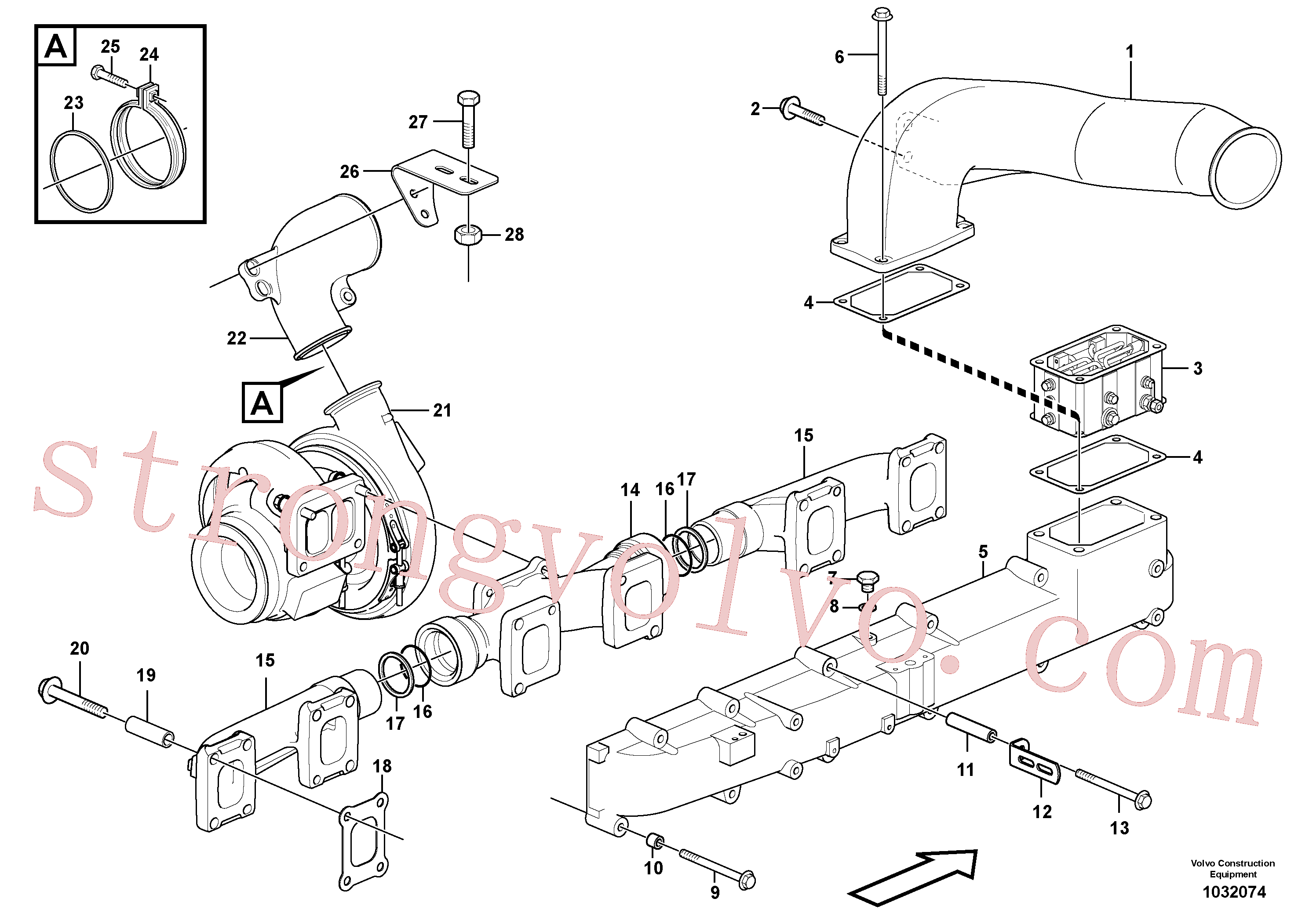 VOE965184 Volvo Colector de admissão e colector de escape(1032074 Montagem)