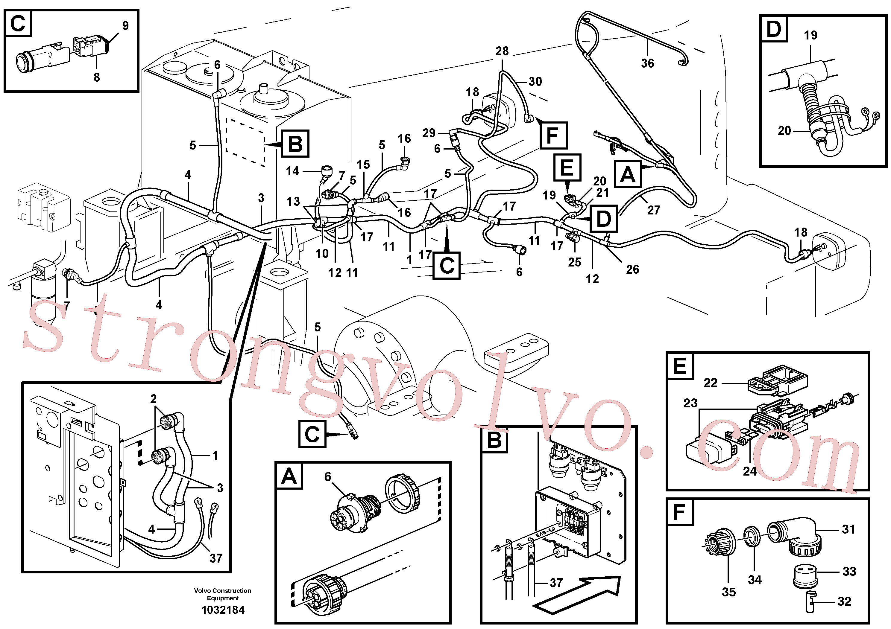 VOE11039713 Volvo Cablagem, traseira(1032184 Montagem)