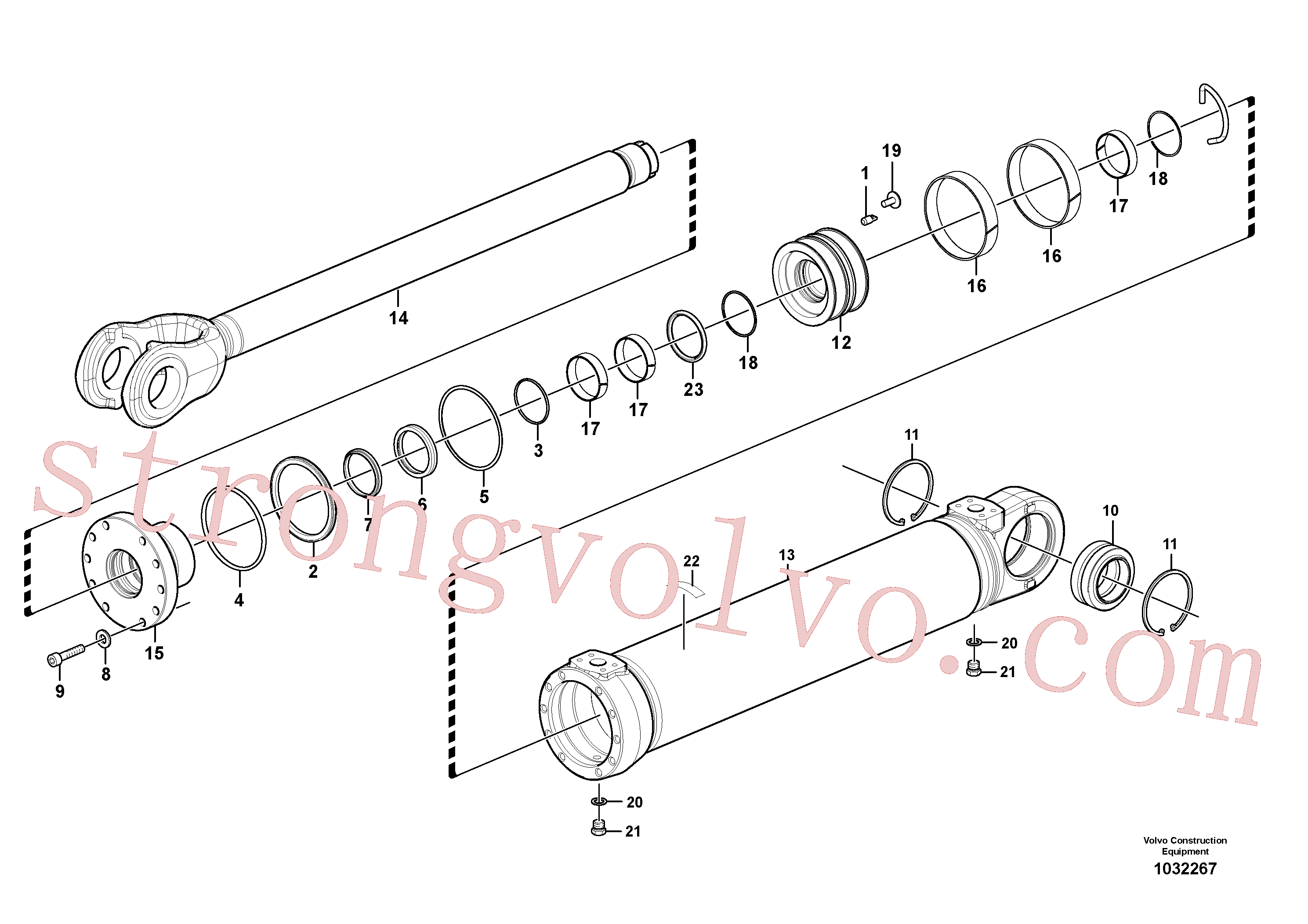 VOE11005057 Volvo Cilindro hidráulico, rotação(1032267 Montagem)