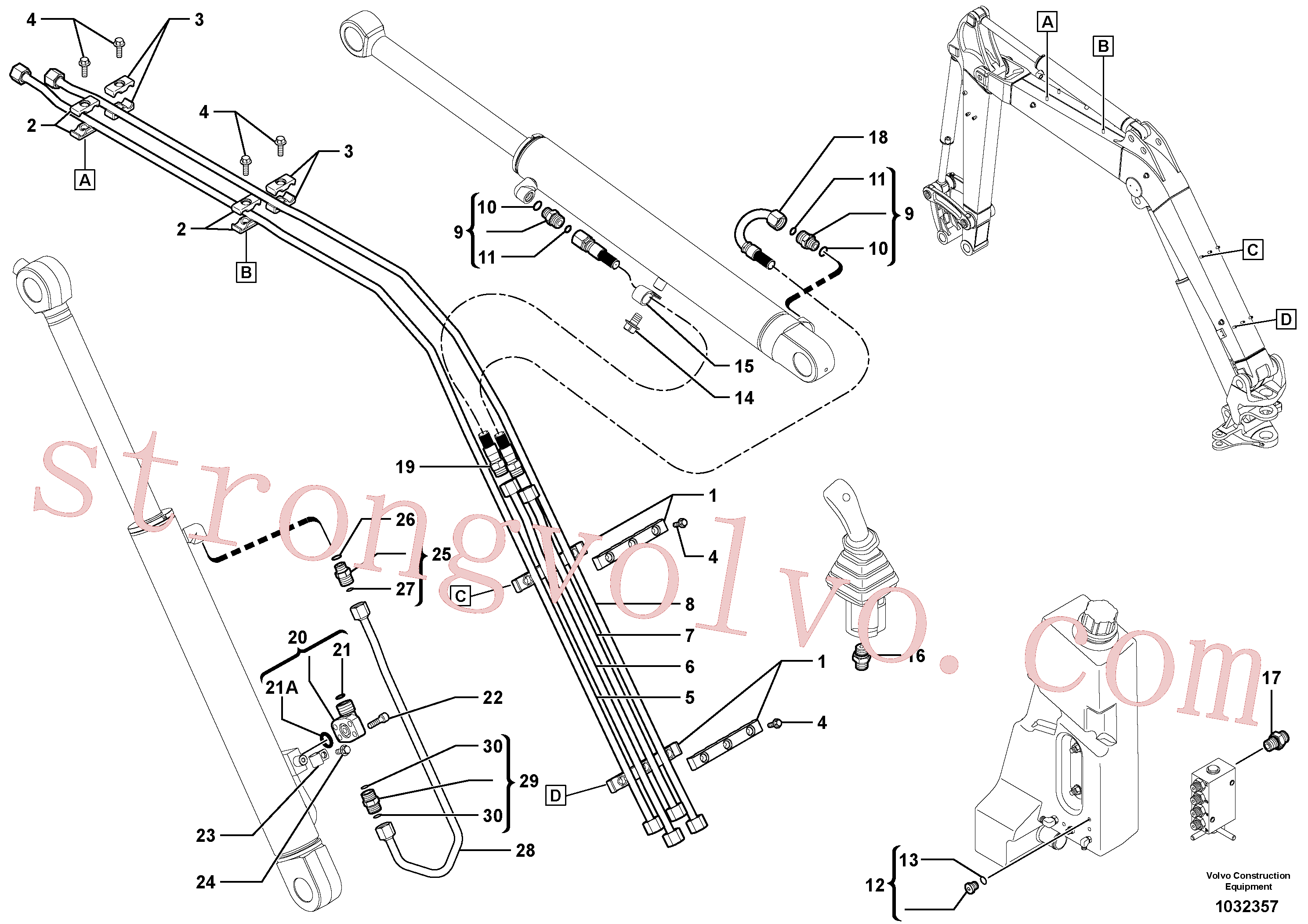 VOE11802733 Volvo Circuito hidráulico (lança)(1032357 Montagem)