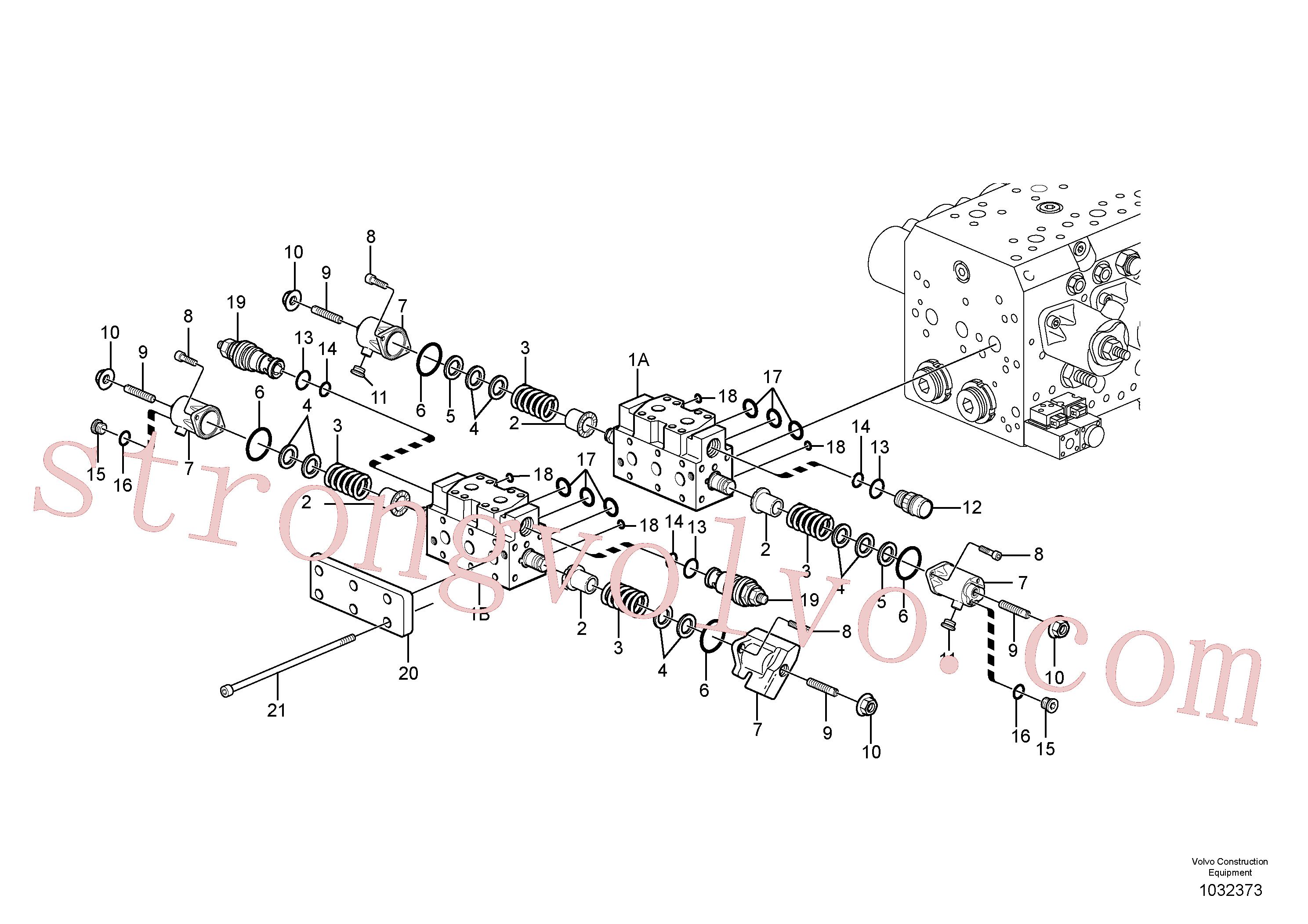 VOE11707172 Volvo Válvula hidráulica, X2(1032373 Montagem)