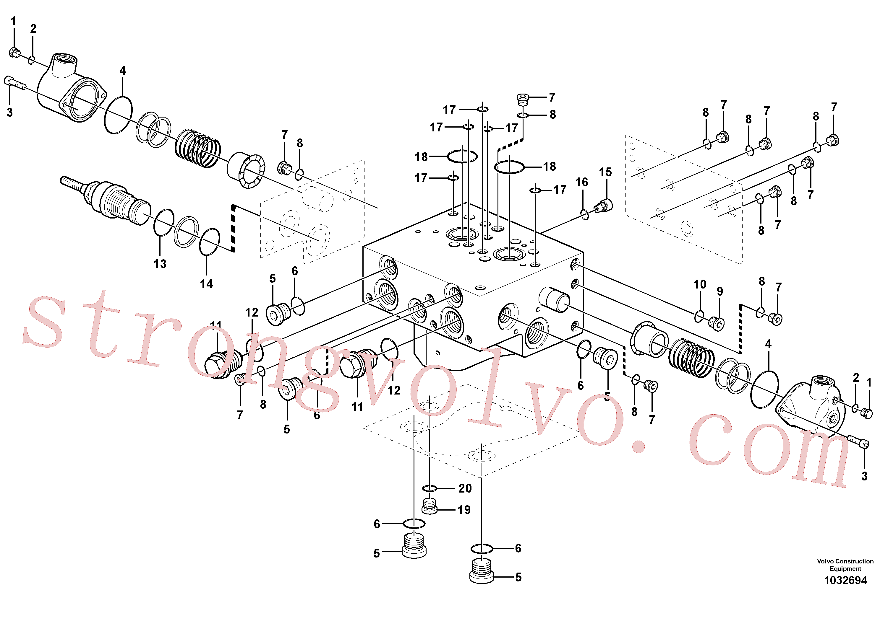 VOE11988755 Volvo Motor de rotação, válvula de prioridade(1032694 Montagem)