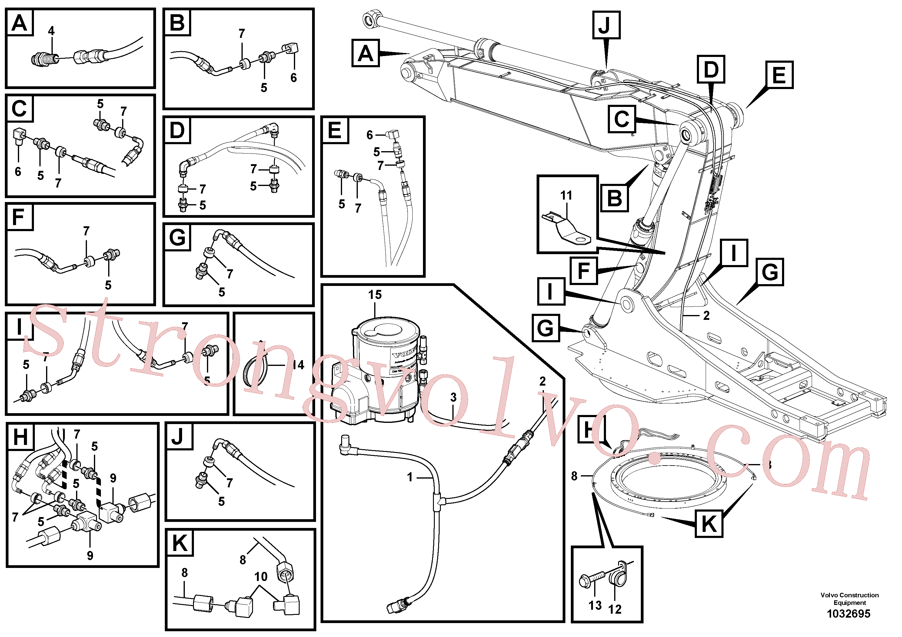VOE14594346 Volvo Sistema de lubrificação automático, lança(1032695 Montagem)