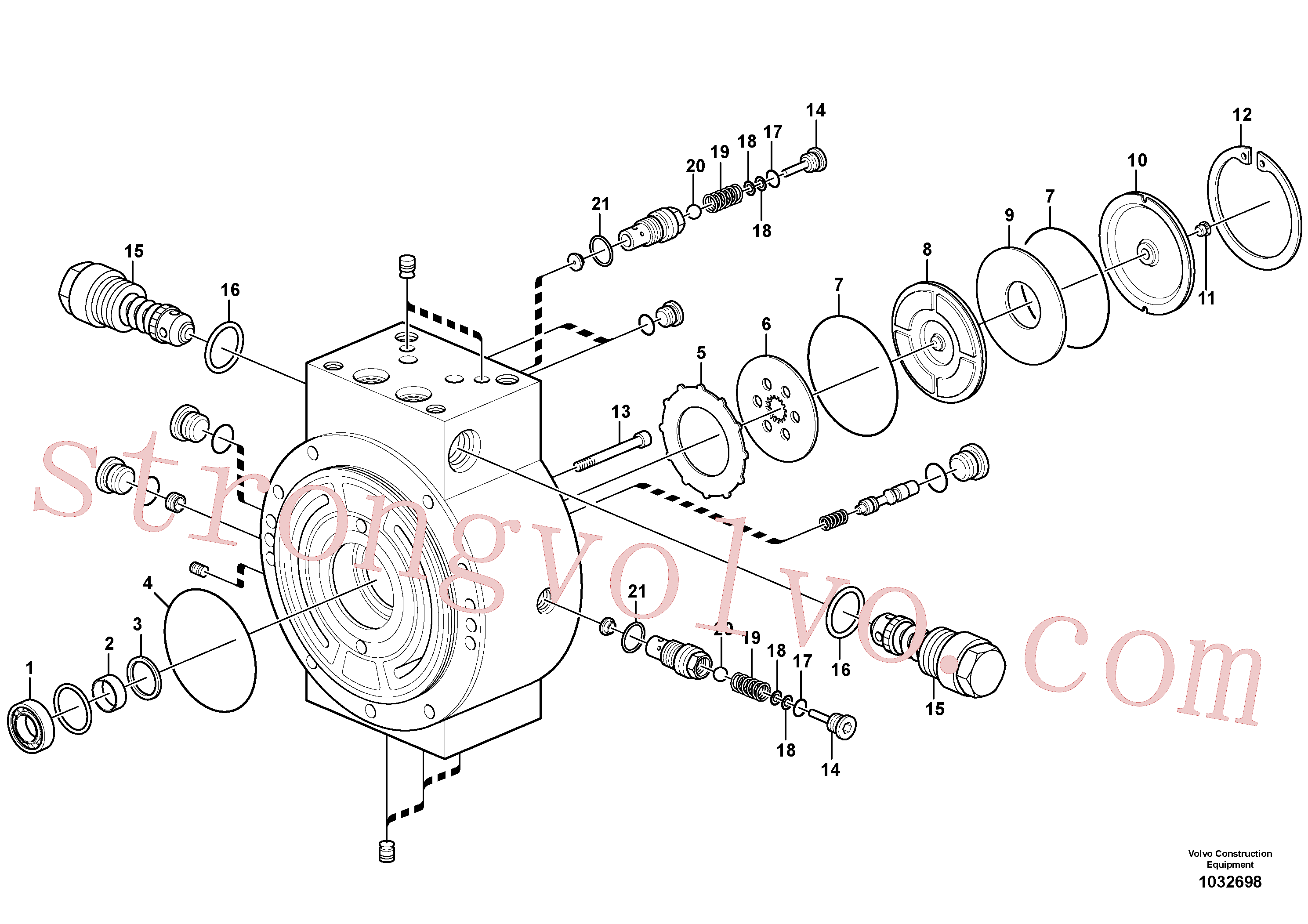 VOE11705403 Volvo Motor de rotação, alojamento(1032698 Montagem)