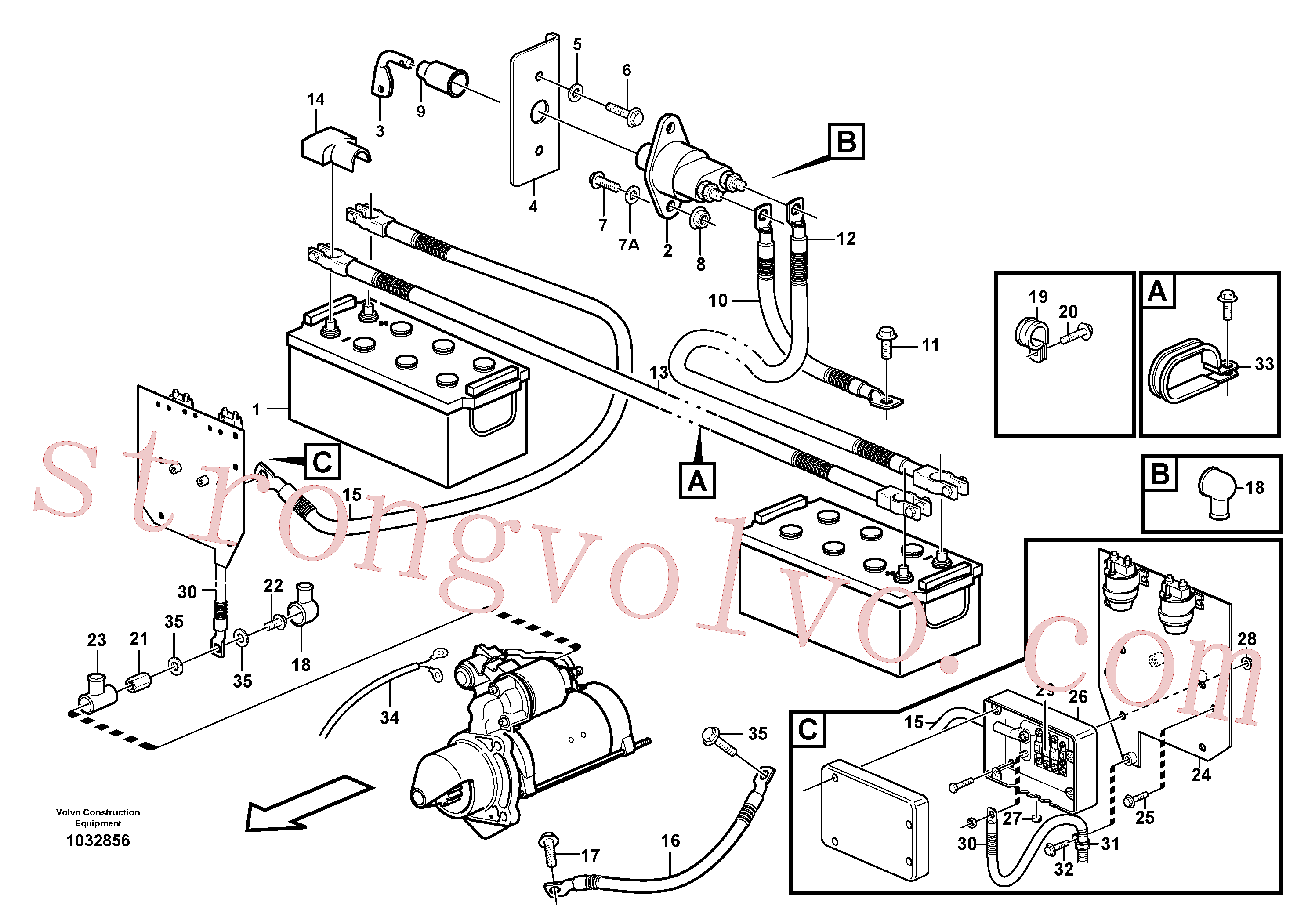 VOE977599 Volvo Cabo da bateria e interruptor principal(1032856 Montagem)