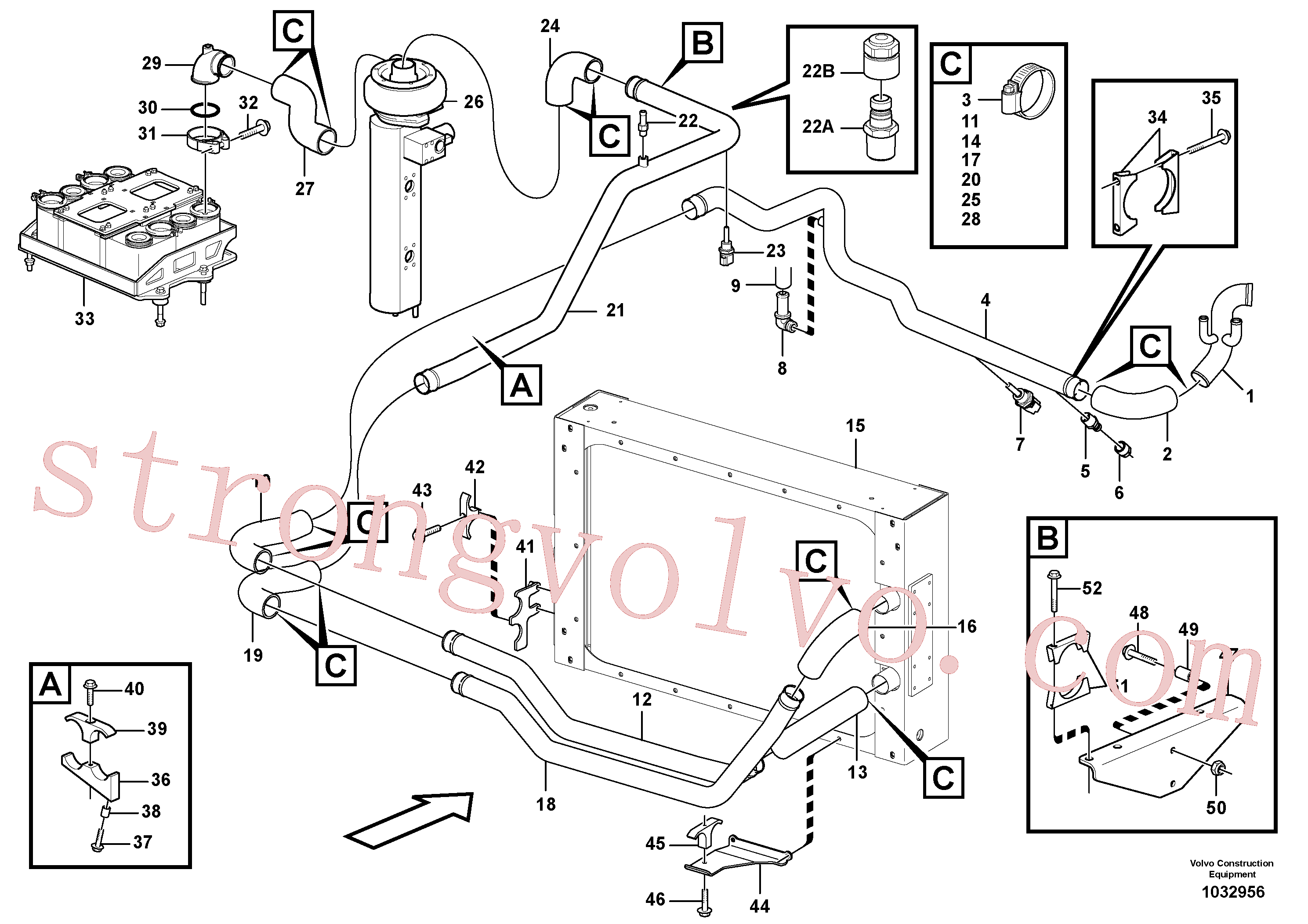 VOE965218 Volvo Sistema refrigerante, radiador - bomba do líquido refrigerante(1032956 Montagem)