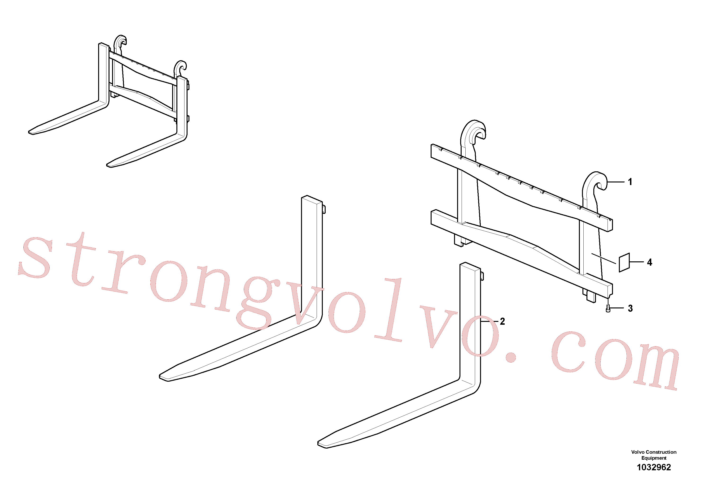 VOE16617358 Volvo Garfos de palete para QuickFit (engate rápido)(1032962 Montagem)