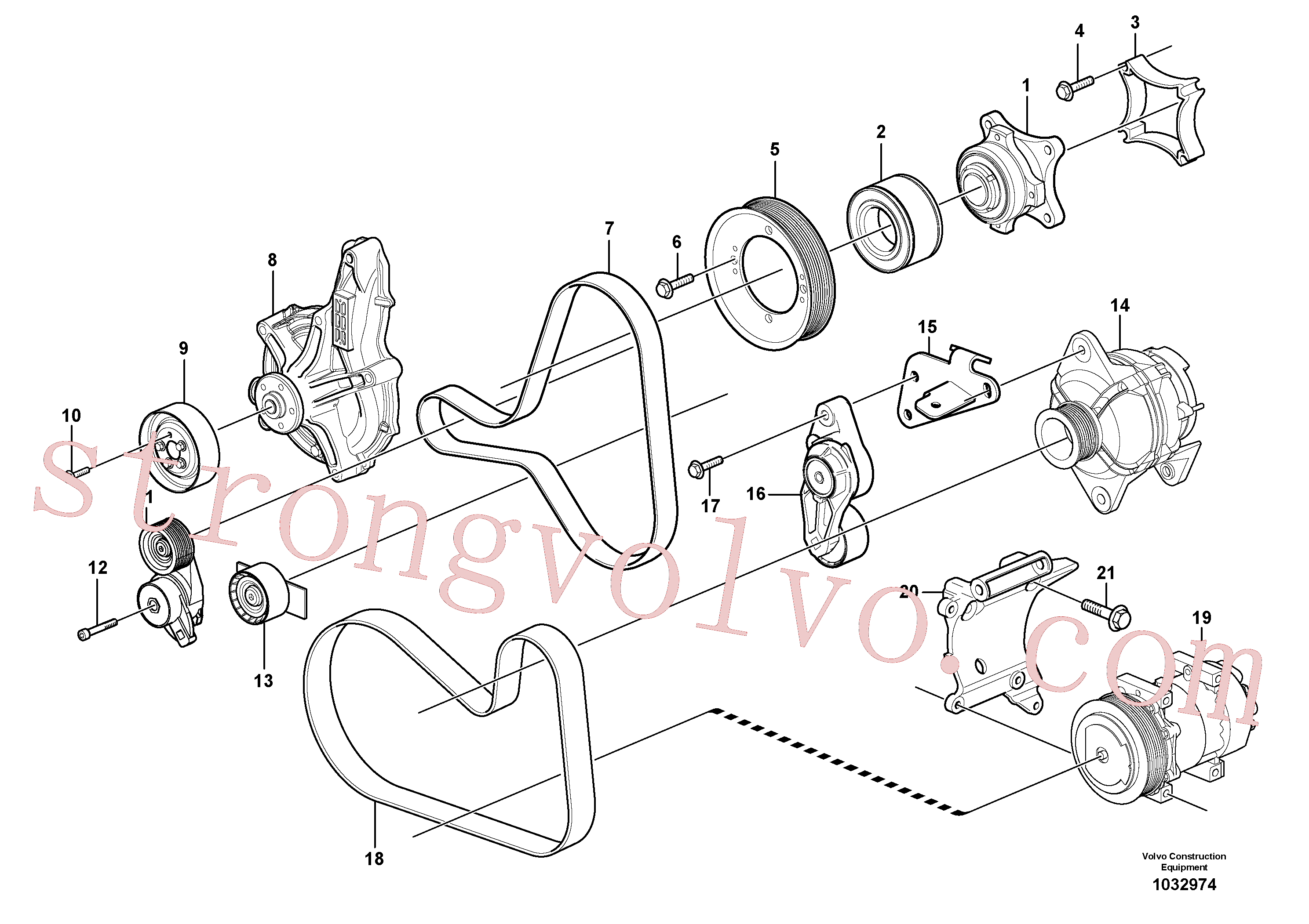 VOE959245 Volvo Transmissão de correia, polia(1032974 Montagem)