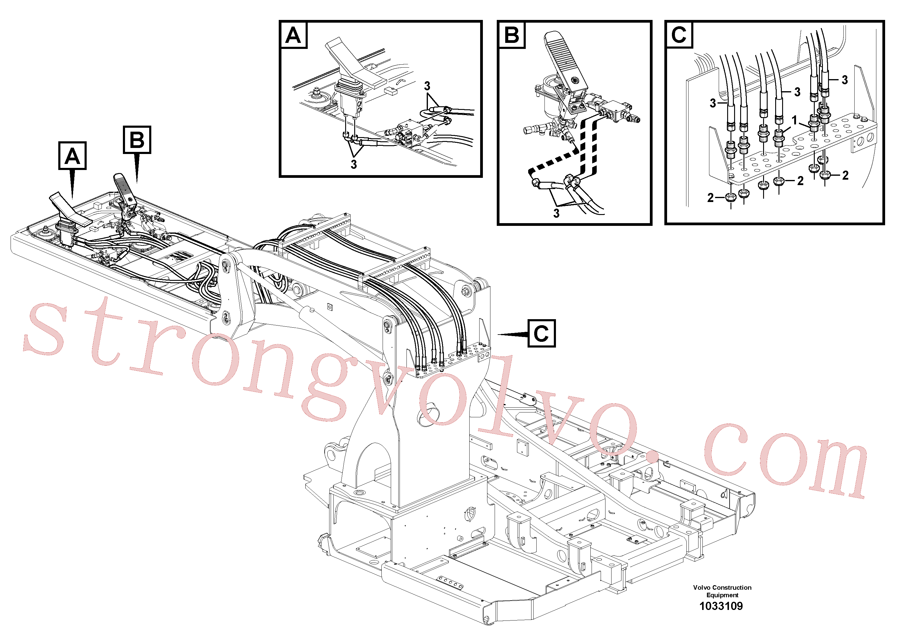 VOE936687 Volvo Servo-sistema, cabina elevatória, pedal(1033109 Montagem)