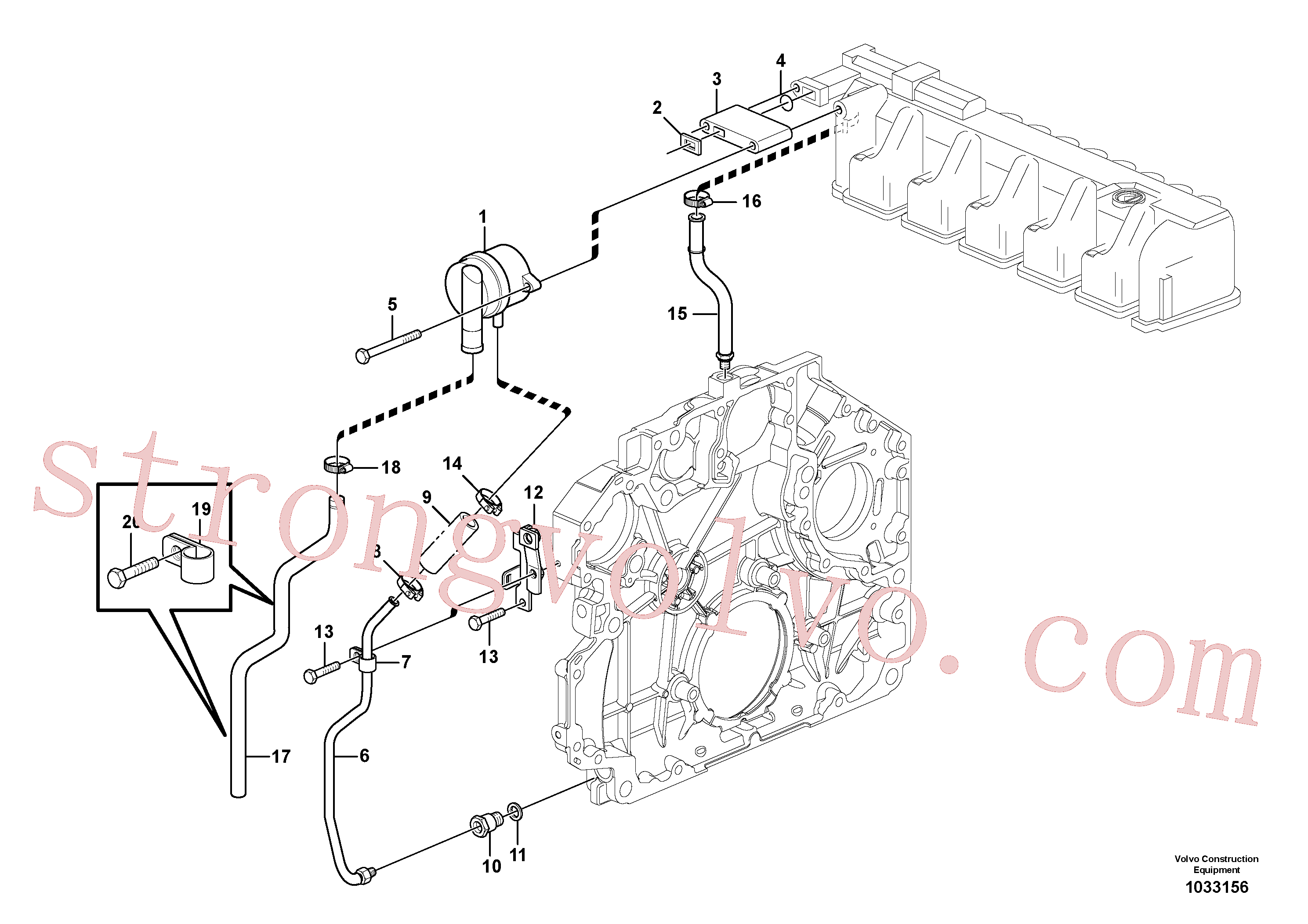 VOE20460026 Volvo Ventilação do cárter(1033156 Montagem)