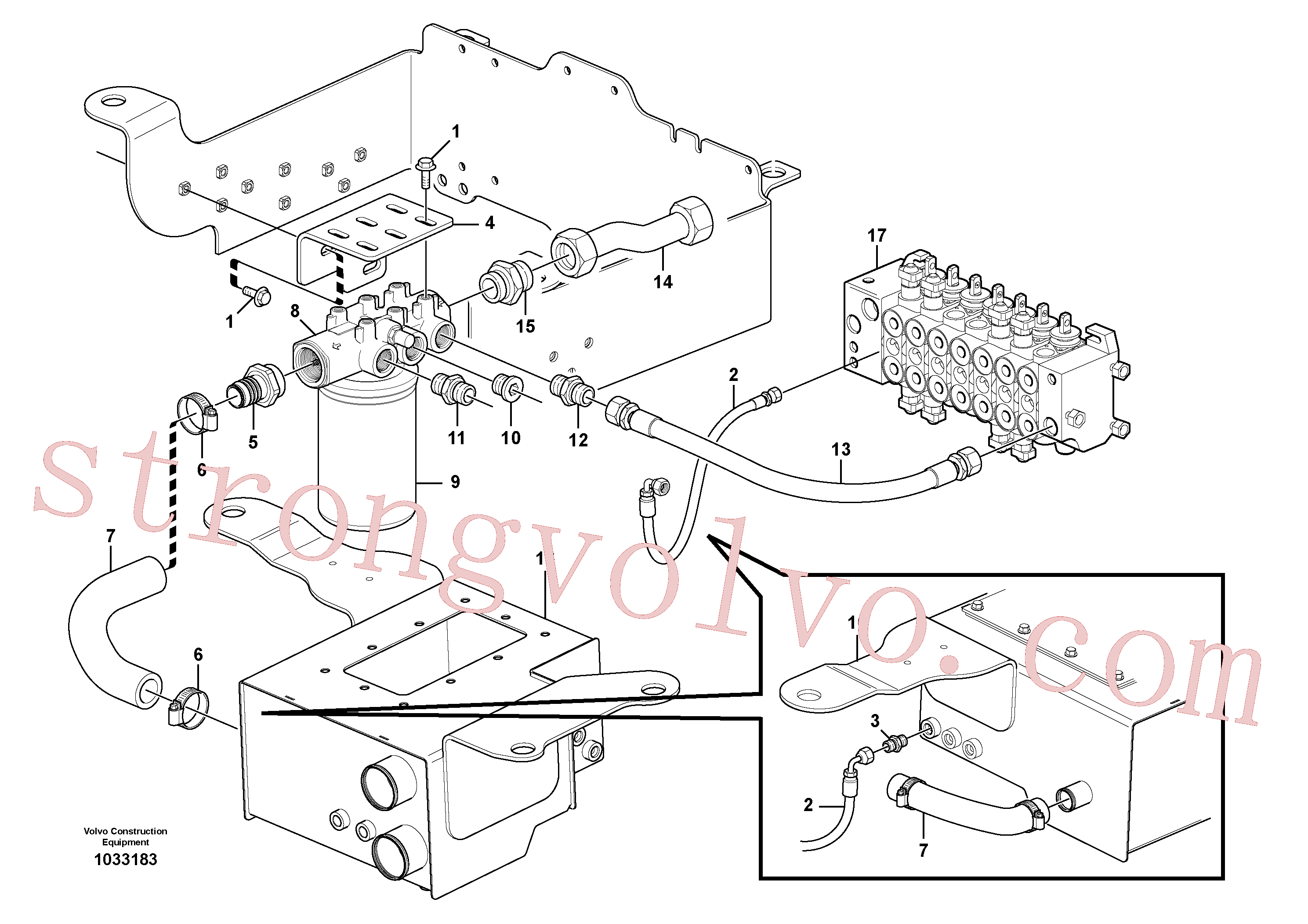 RM59922559 Volvo Sistema hidráulico, linha de retorno(1033183 Montagem)