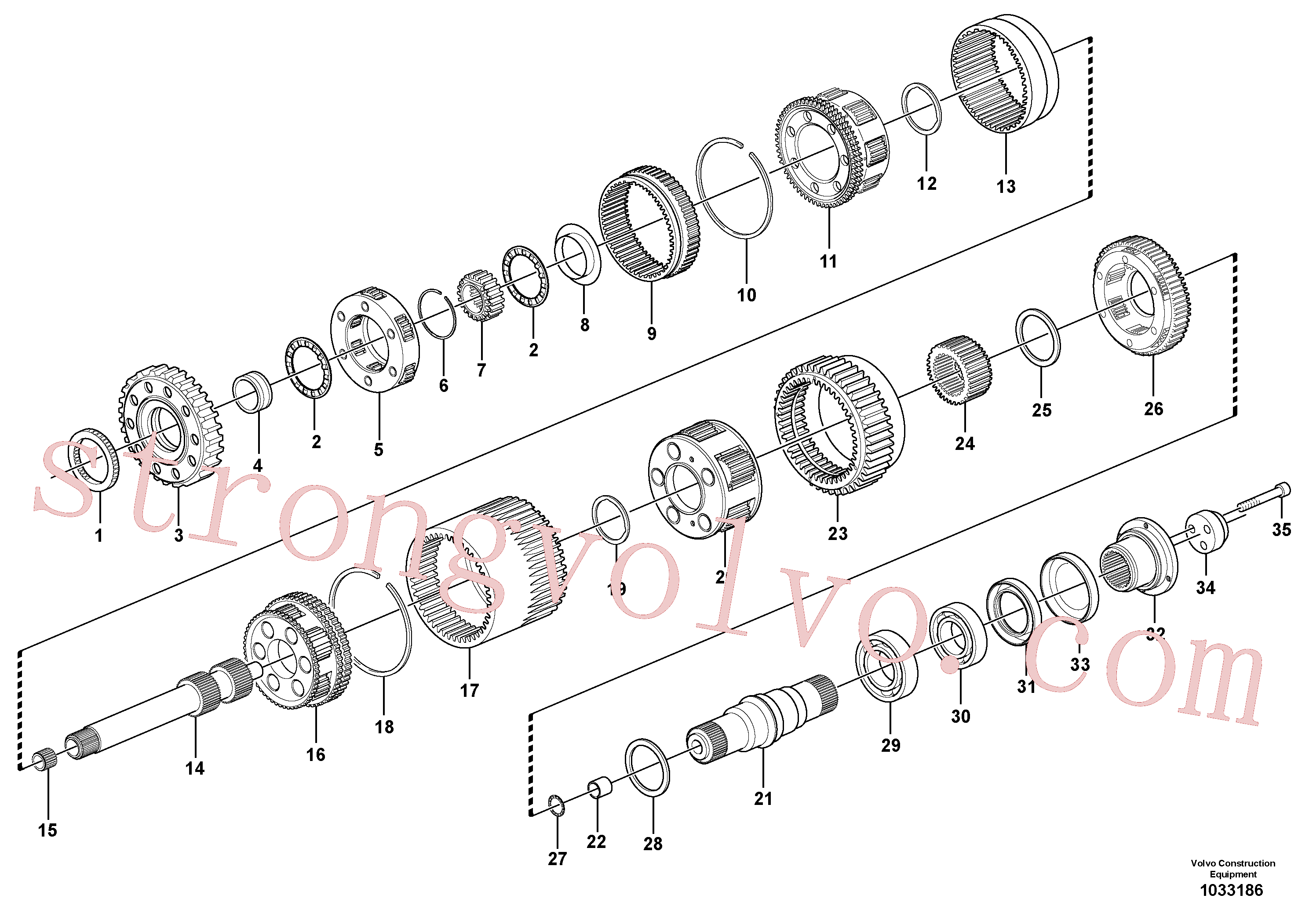 VOE181451 Volvo Engrenagens planetárias e veios(1033186 Montagem)