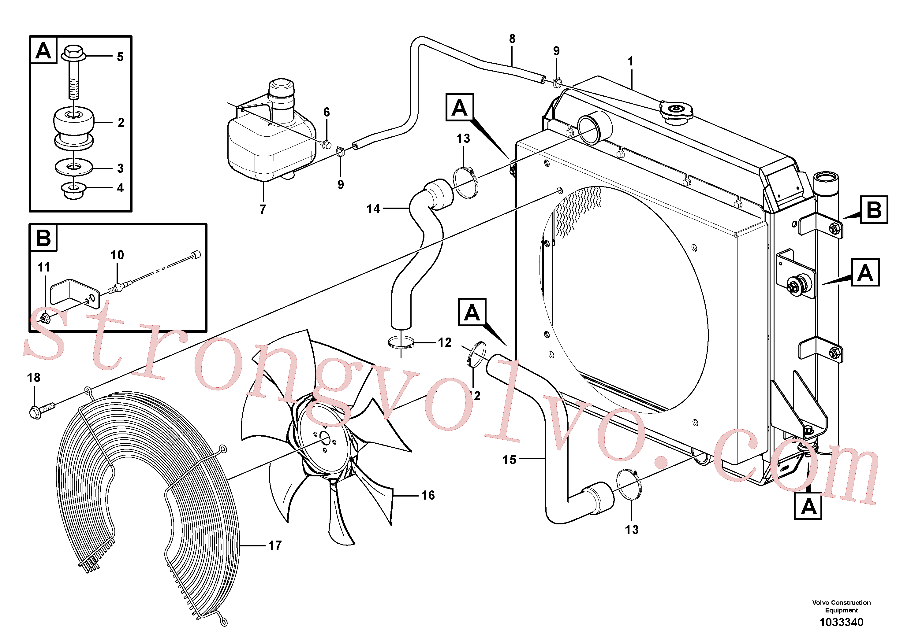 VOE965186 Volvo Suporte do radiador(1033340 Montagem)
