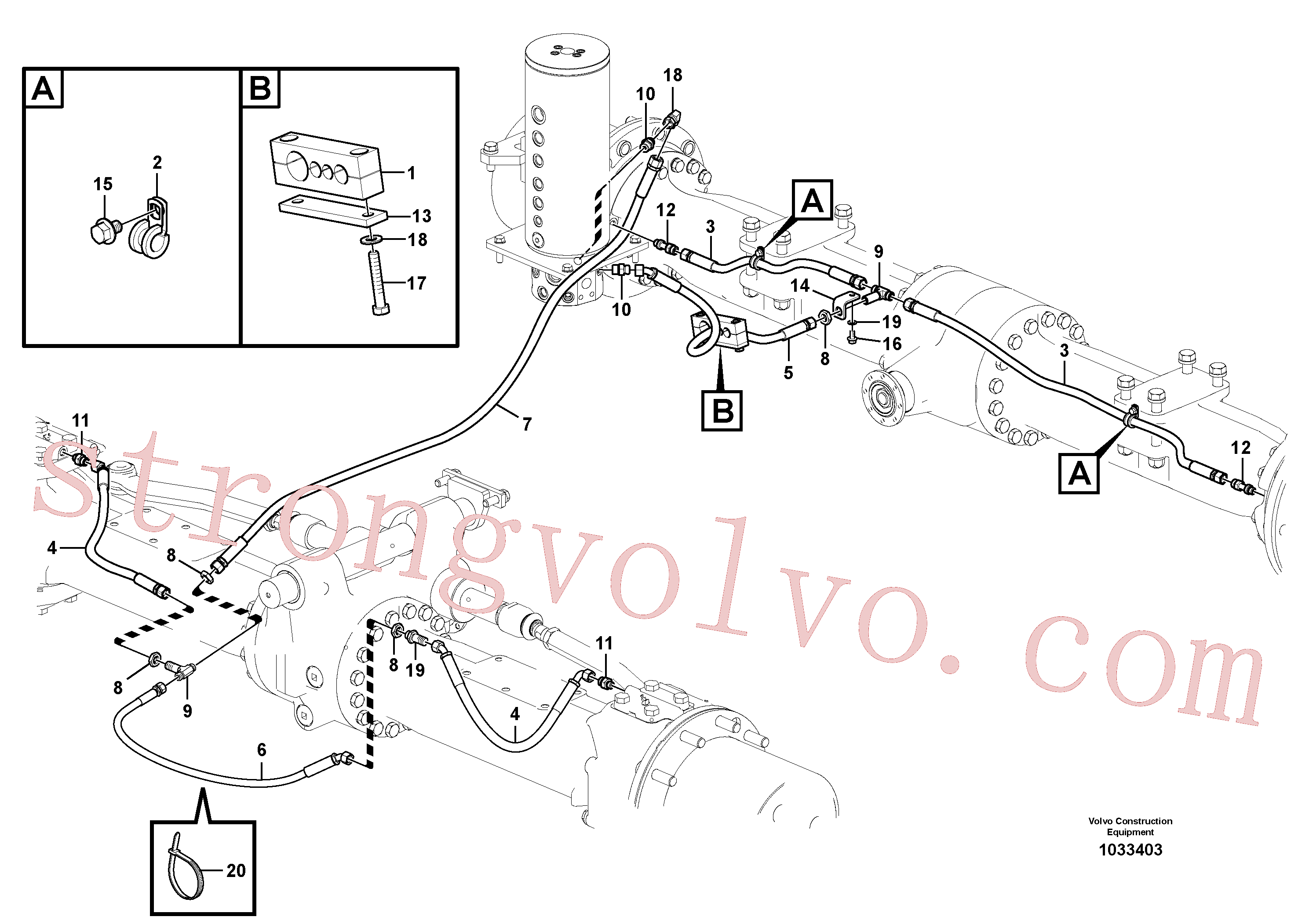 VOE15041631 Volvo Sistema hidráulico, linha de travão inferior(1033403 Montagem)