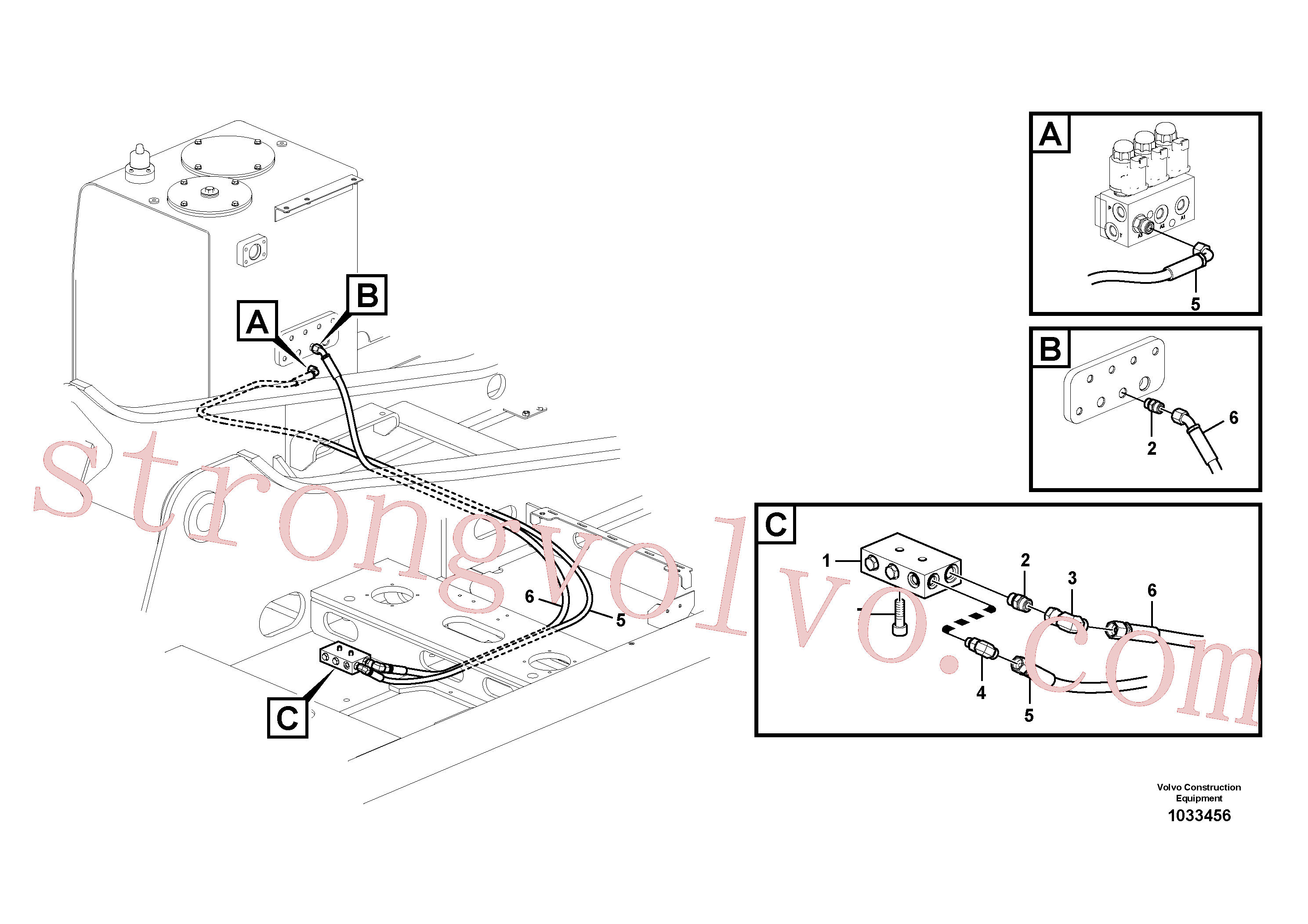 VOE935860 Volvo Sistema servomotor, válvula de comando para válvula solenóide(1033456 Montagem)