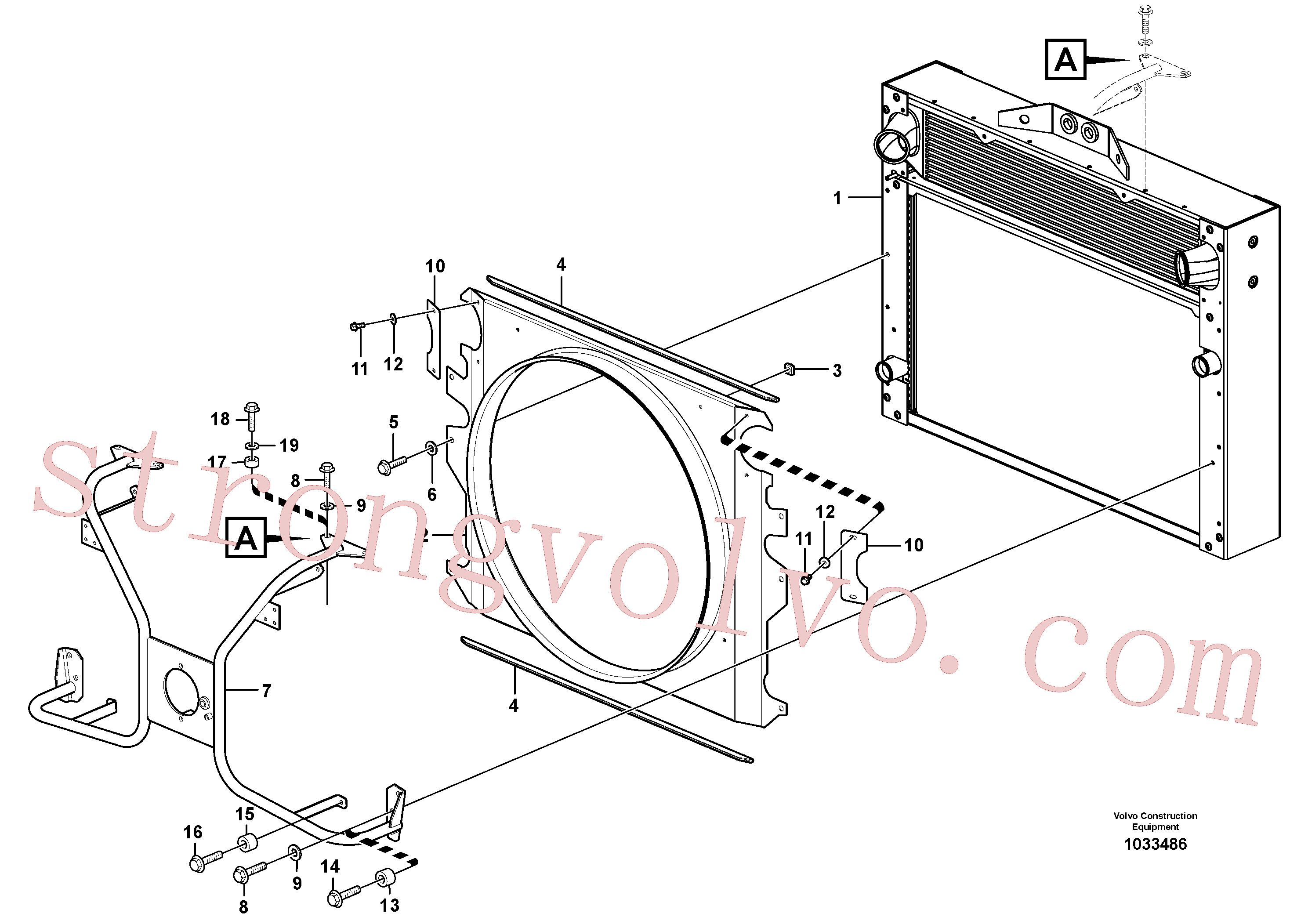 VOE11130278 Volvo Antepara do ventilador com acessórios(1033486 Montagem)