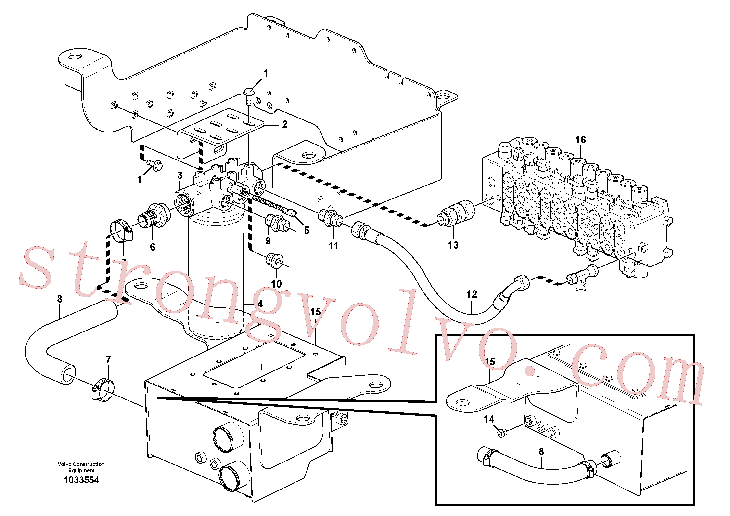 VOE15161288 Volvo Sistema hidráulico, linha de retorno(1033554 Montagem)
