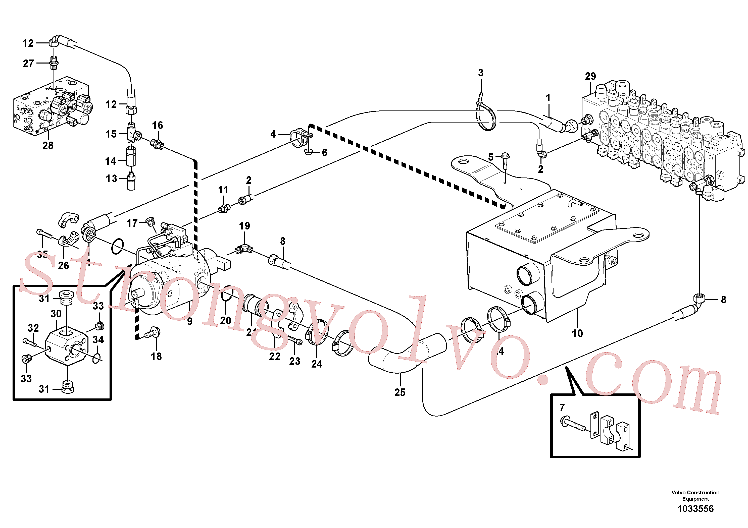 VOE11884574 Volvo Sistema hidráulico, linha de sucção(1033556 Montagem)