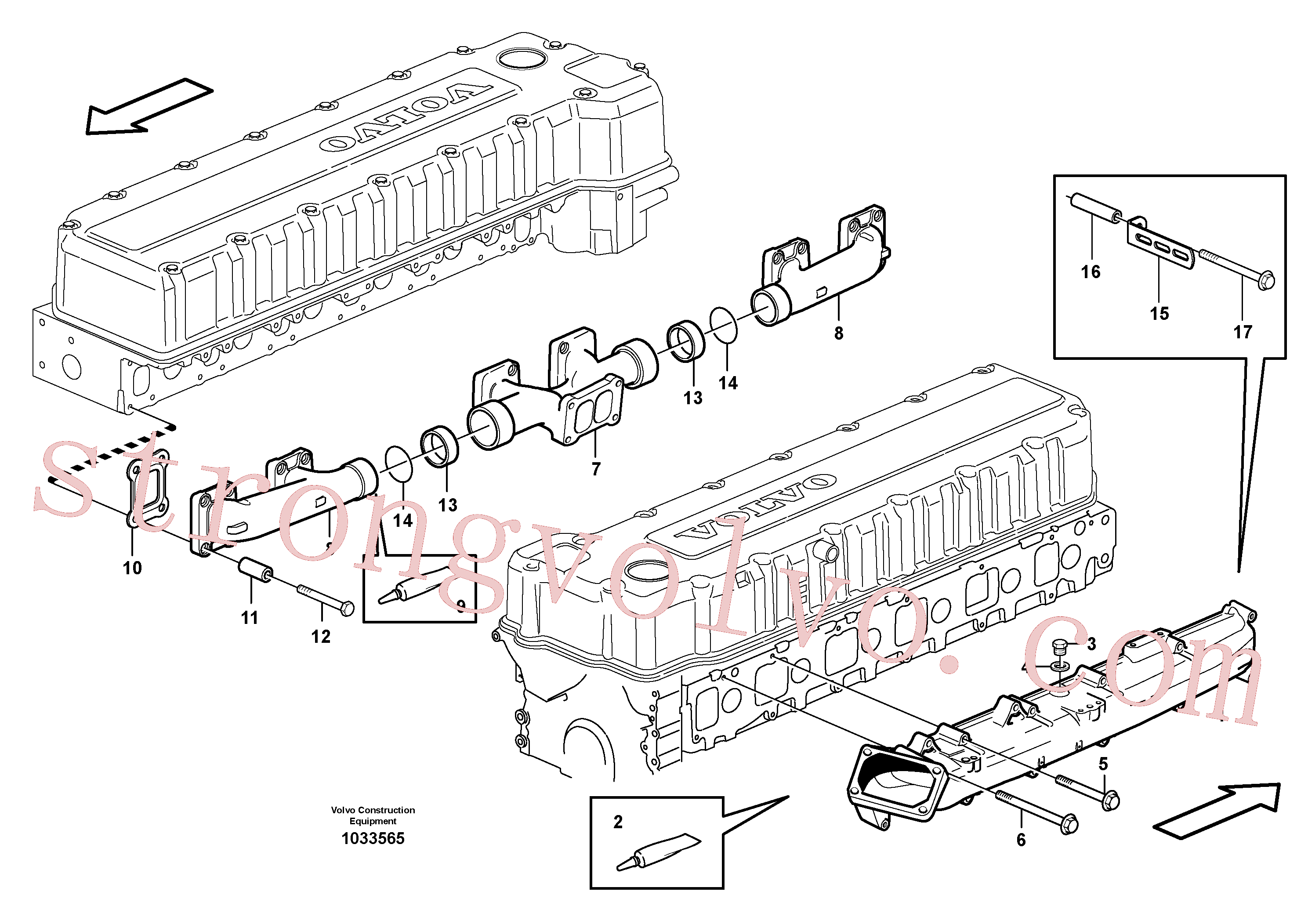 VOE968999 Volvo Colector de admissão e colector de escape(1033565 Montagem)