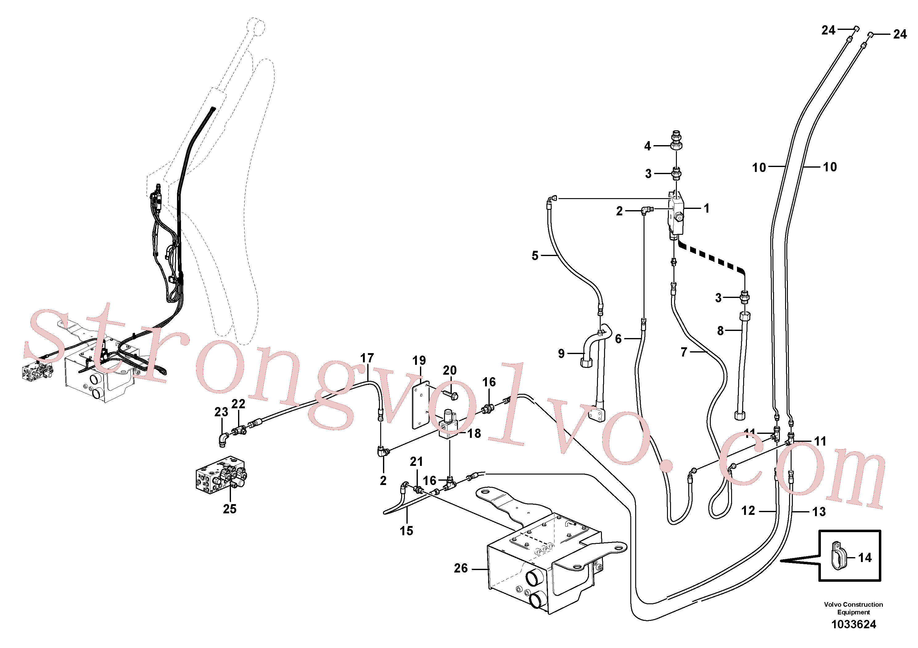 VOE11888701 Volvo Sistema hidráulico, lança(1033624 Montagem)