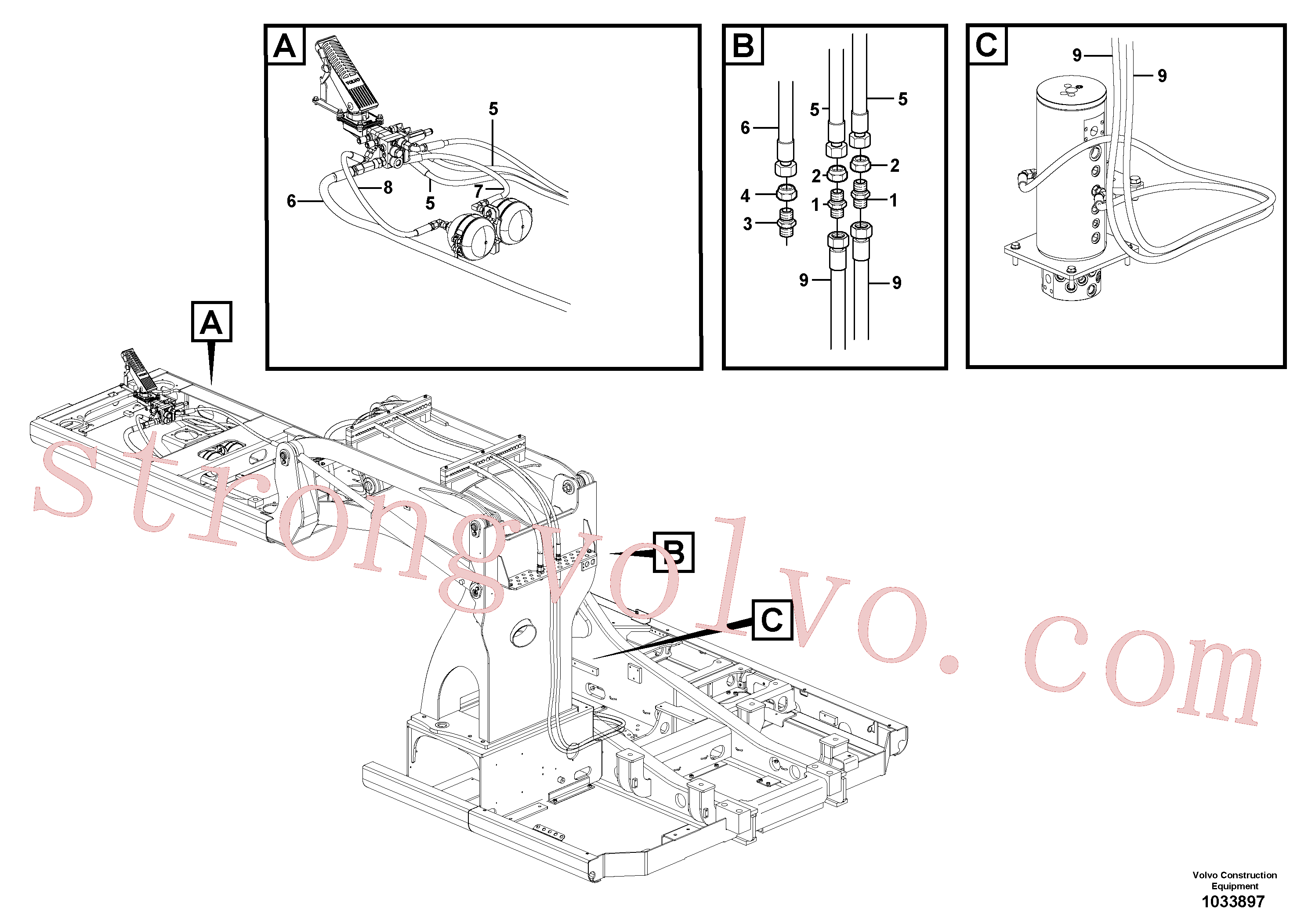 VOE13933961 Volvo Sistema hidráulico, linha de travão superior(1033897 Montagem)