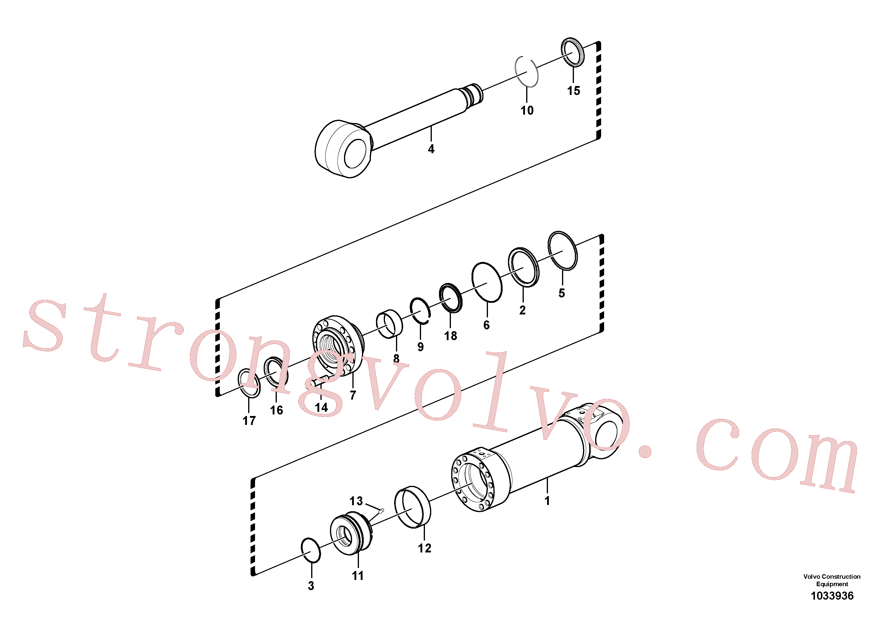 VOE14517562 Volvo Cilindro da lâmina niveladora(1033936 Montagem)