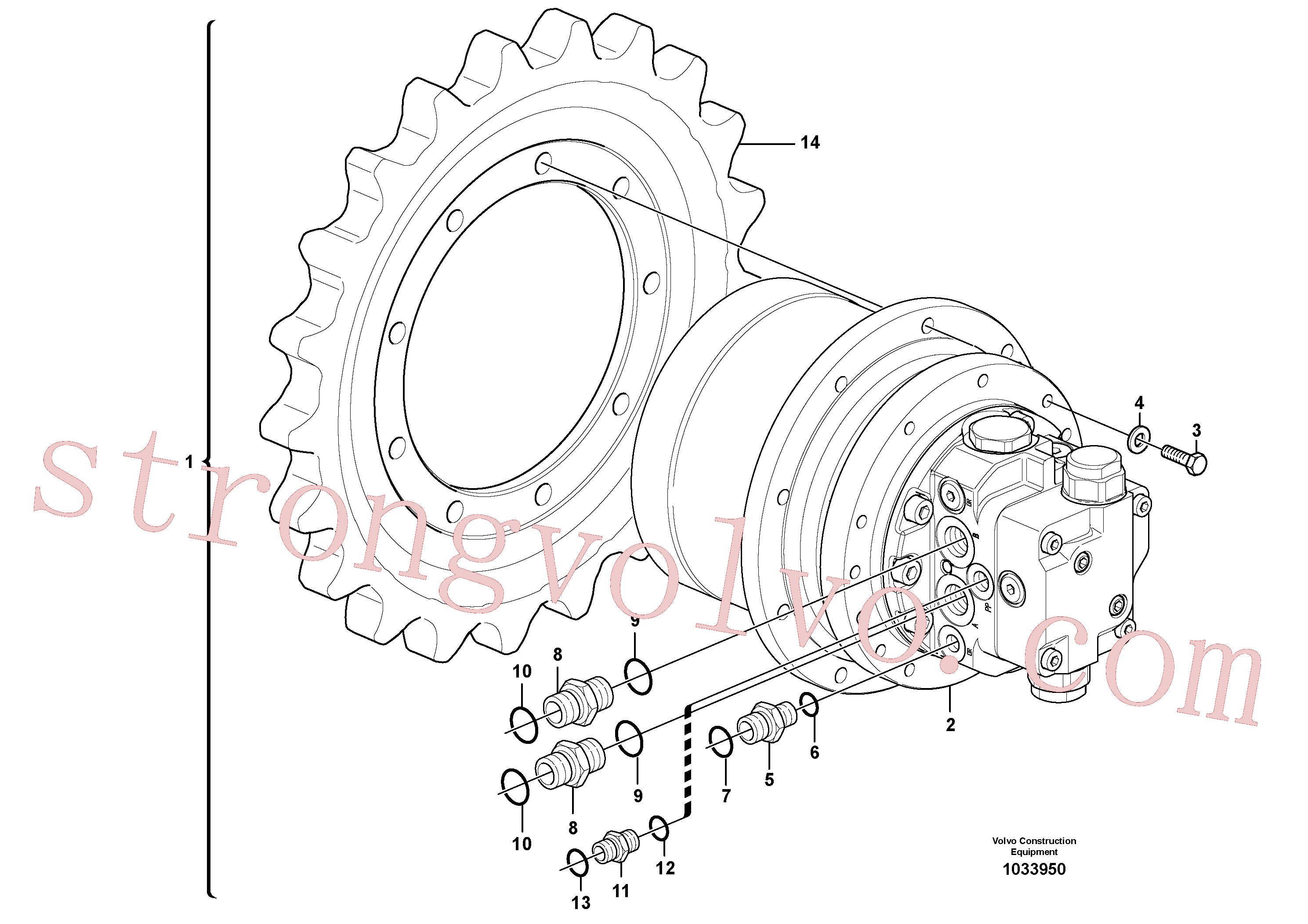 VOE11802995 Volvo Motor de curso com peças de montagem(1033950 Montagem)