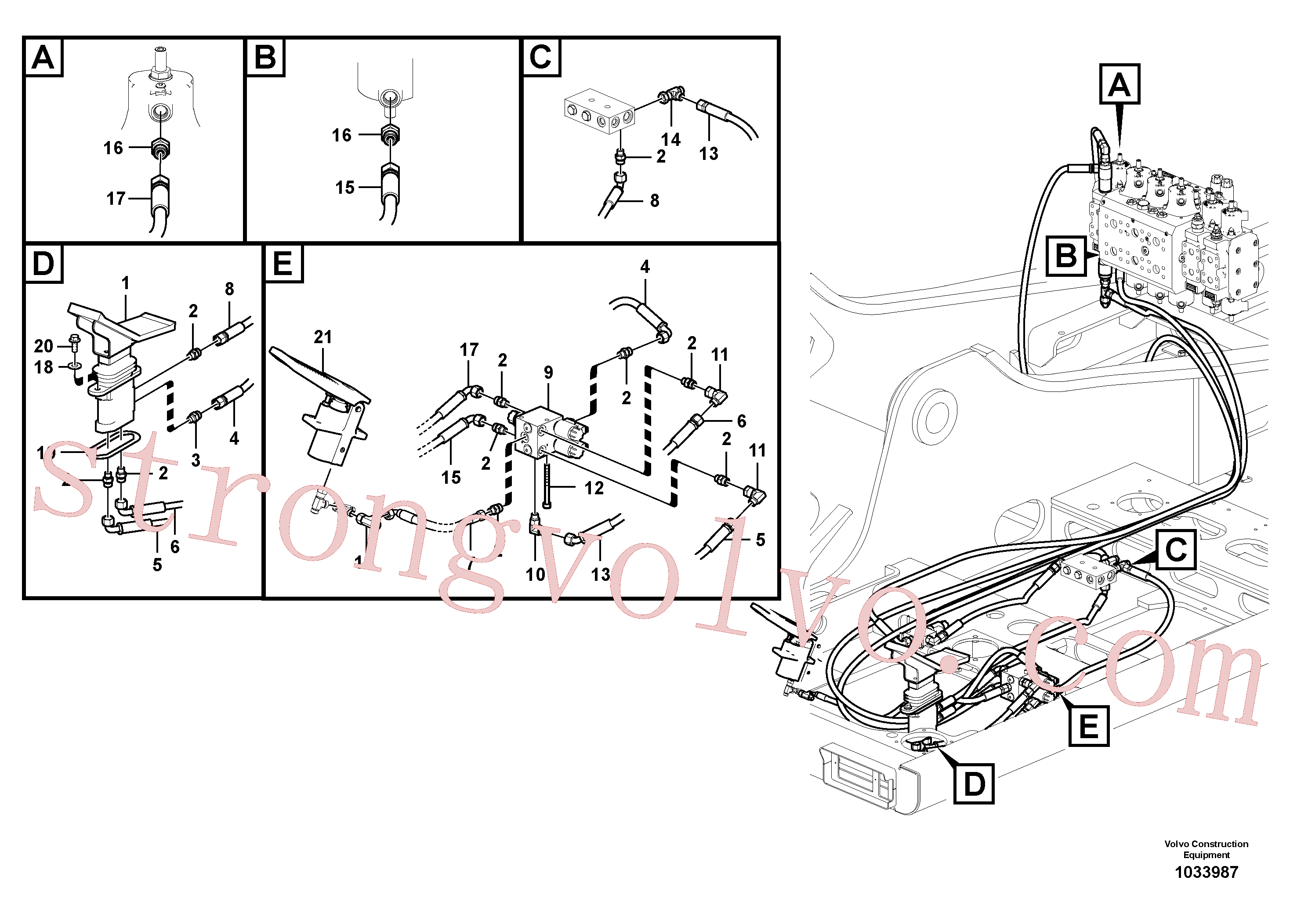 VOE15012065 Volvo Sistema servomotor, martelo e corte(1033987 Montagem)