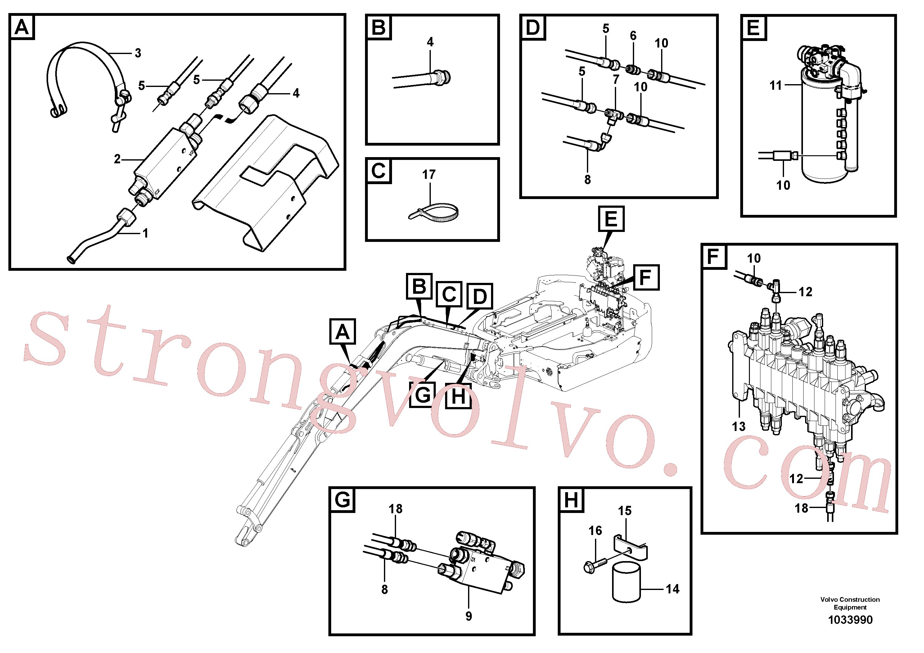 VOE11802920 Volvo Hidráulica de serviço, válvulas(1033990 Montagem)
