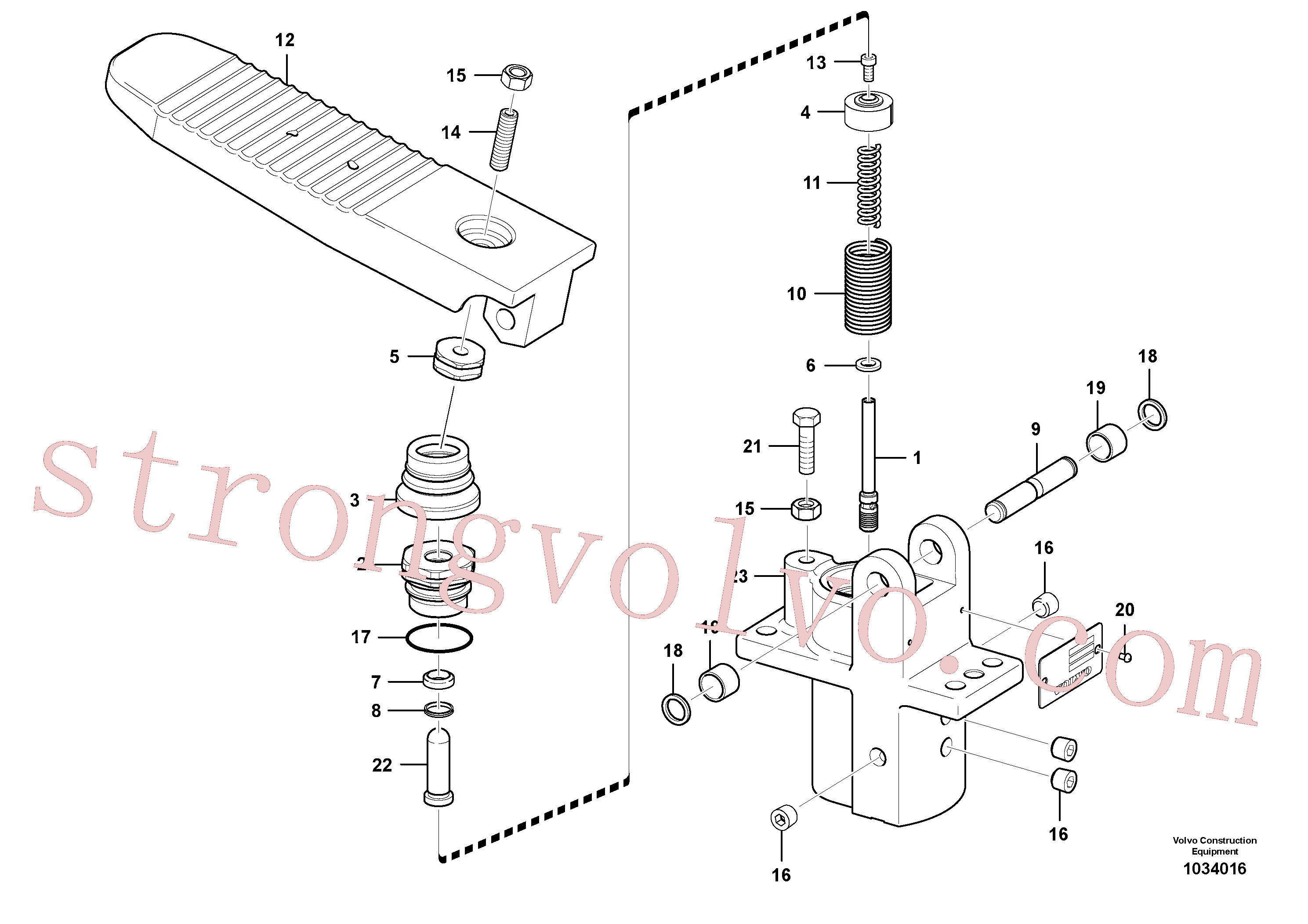 SA9023-10806 Volvo Pedal da válvula de comando à distância, motor de curso(1034016 Montagem)