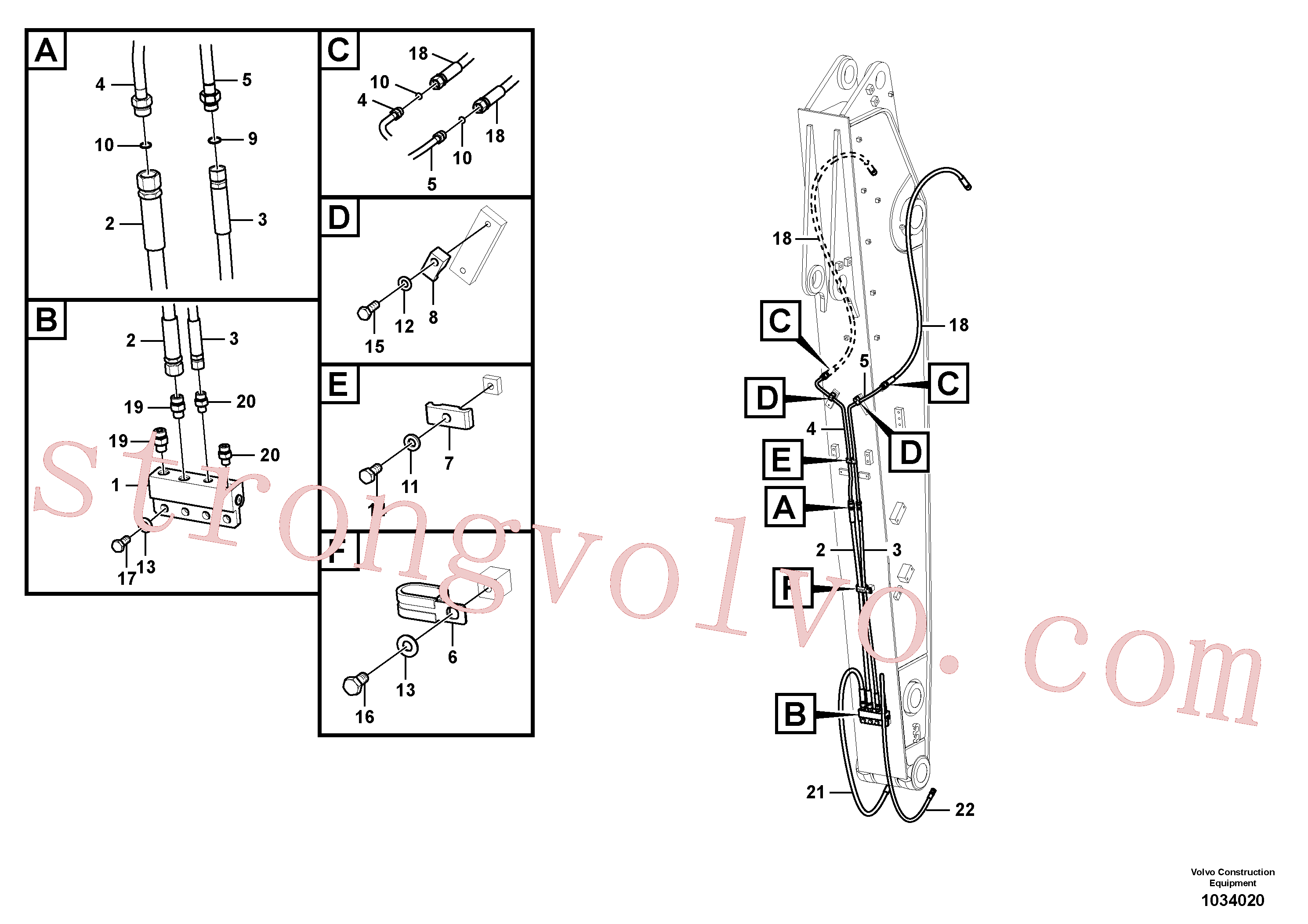VOE936250 Volvo Hidráulica de serviço, encaixe rápido no braço de afundamento(1034020 Montagem)