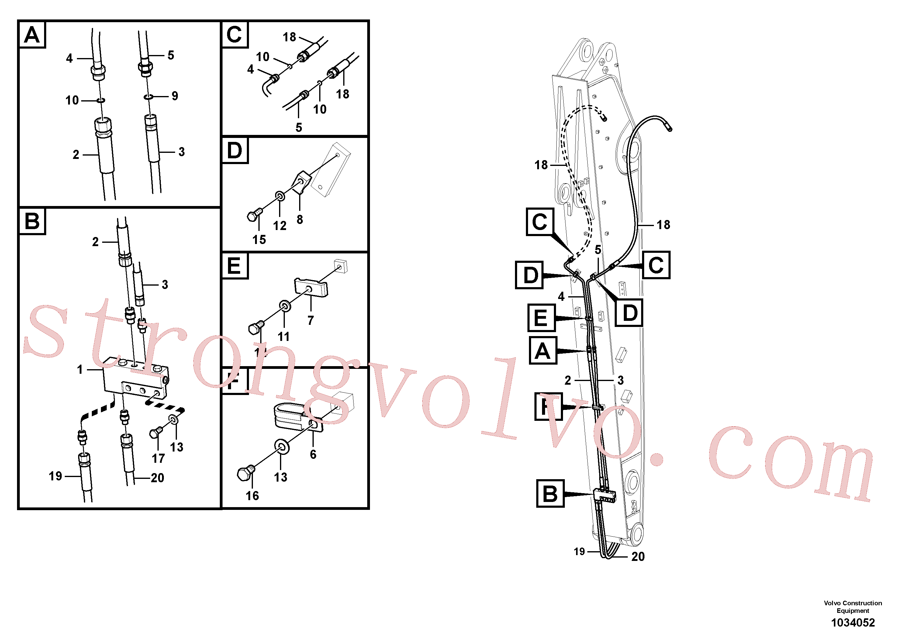 VOE936189 Volvo Hidráulica de serviço, encaixe rápido no braço de afundamento(1034052 Montagem)
