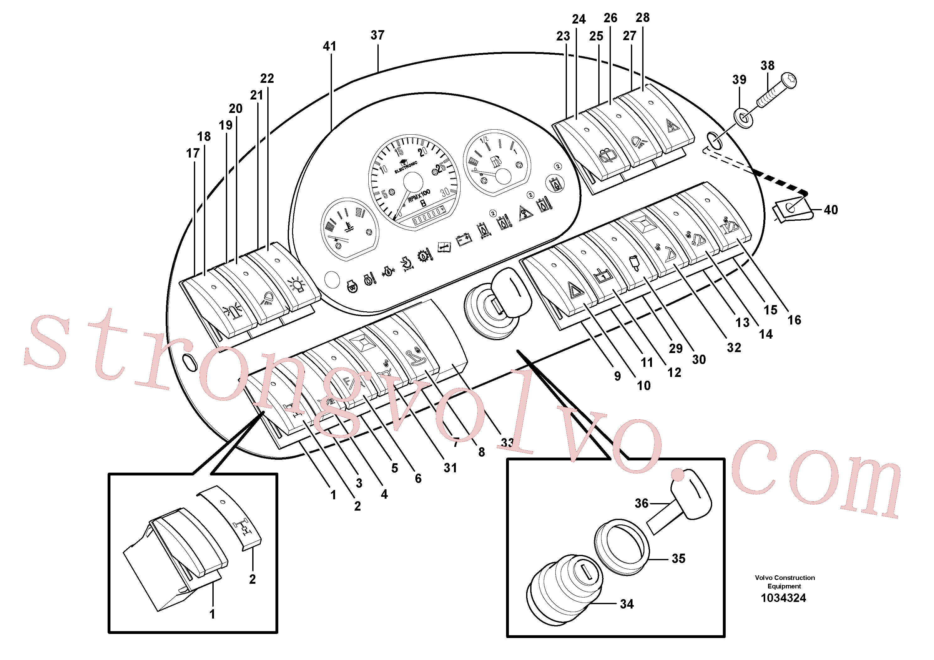 VOE14572455 Volvo Painel de interruptores(1034324 Montagem)